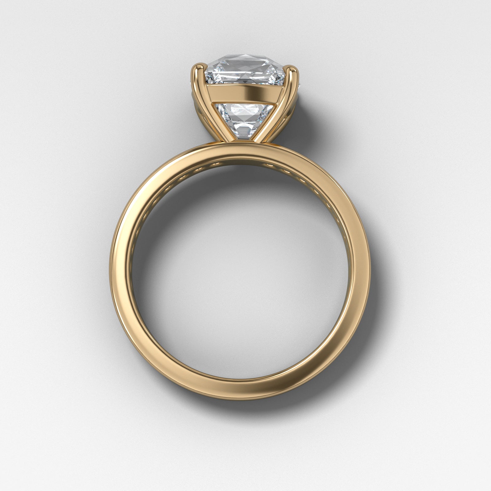 Petite Channel Set Solitaire Engagement Ring with Old Mine Cut Diamond Engagement Good Stone Inc Yellow Gold 14k Natural
