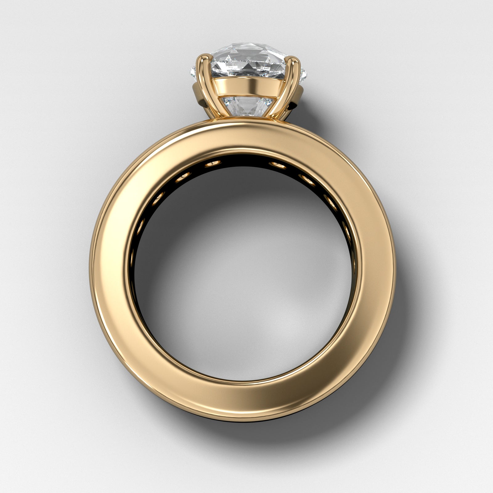 Chunky Channel Set Solitaire Engagement Ring with Old Euro Cut Diamond Engagement Good Stone Inc Yellow Gold 14k Natural