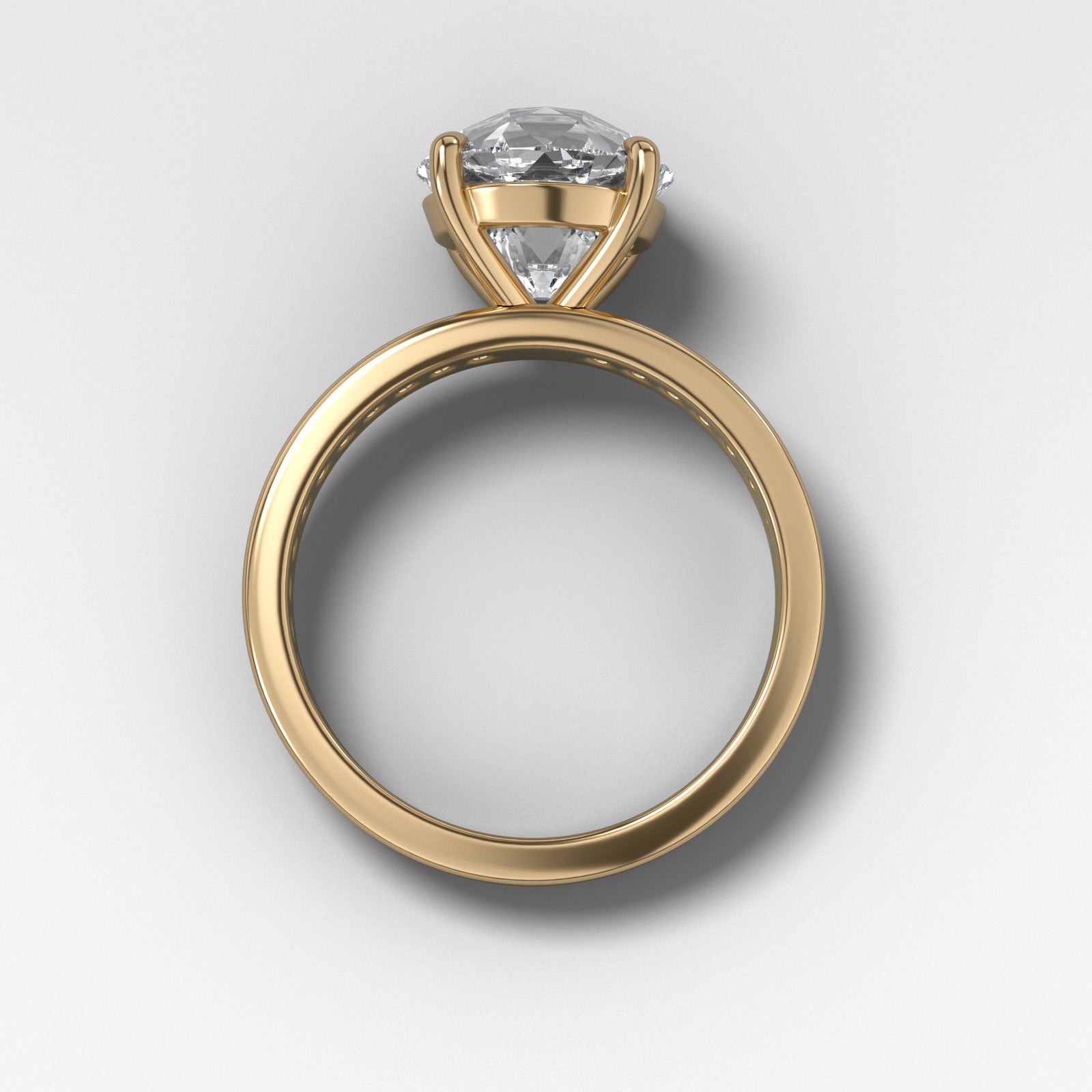 Petite Channel Set Solitaire Engagement Ring with Old Euro Cut Diamond Engagement Good Stone Inc Yellow Gold 14k Natural
