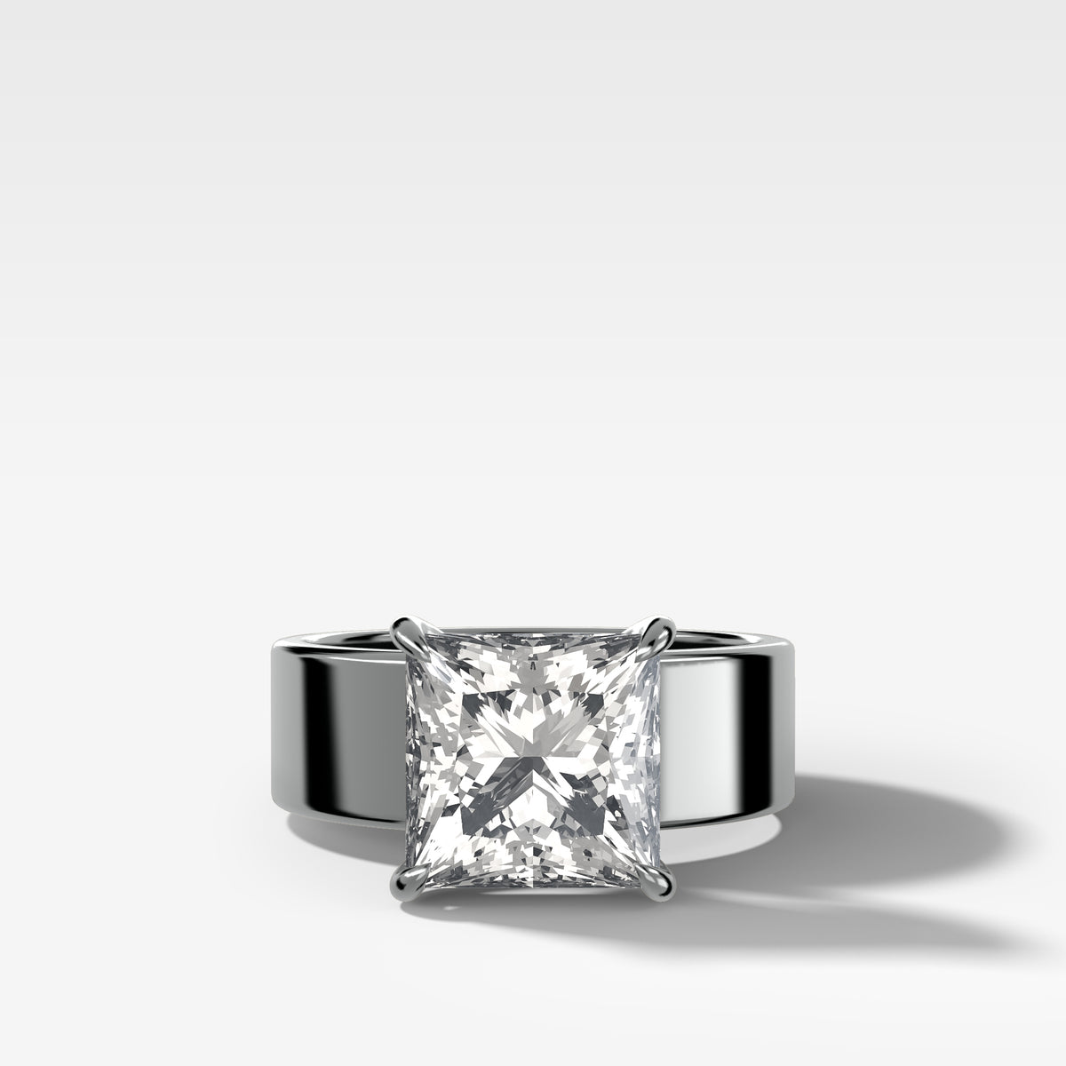 Finest Cigar Band Engagement Ring with Princess Cut Diamond