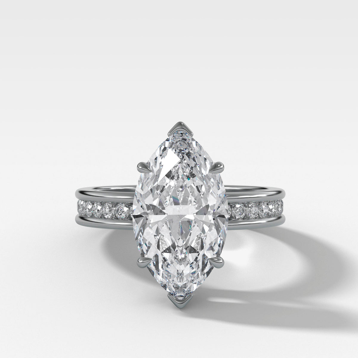 Petite Channel Set Engagement Ring with Marquise Cut Diamond