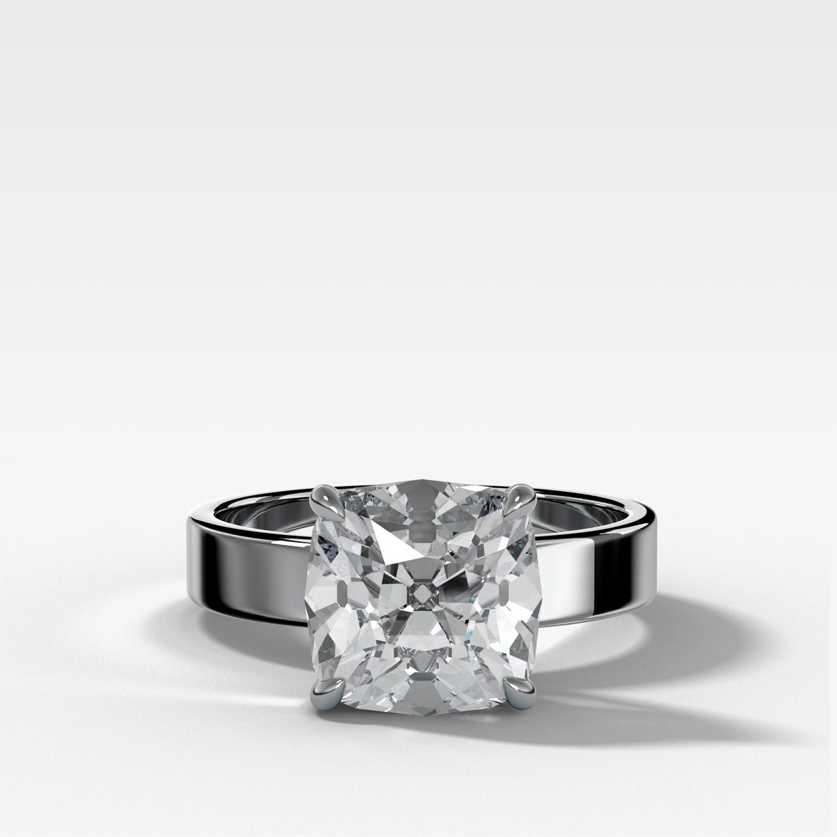 Finest Solitaire Engagement Ring With Old Mine Cut Diamond