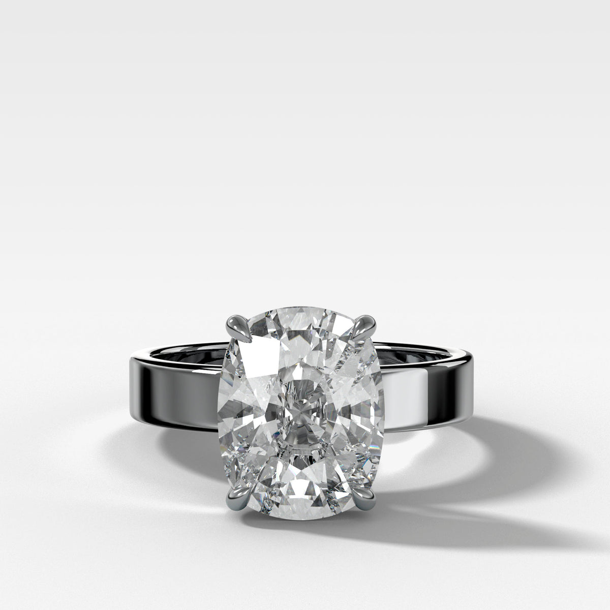 Finest Solitaire Engagement Ring With Elongated Cushion Cut Diamond