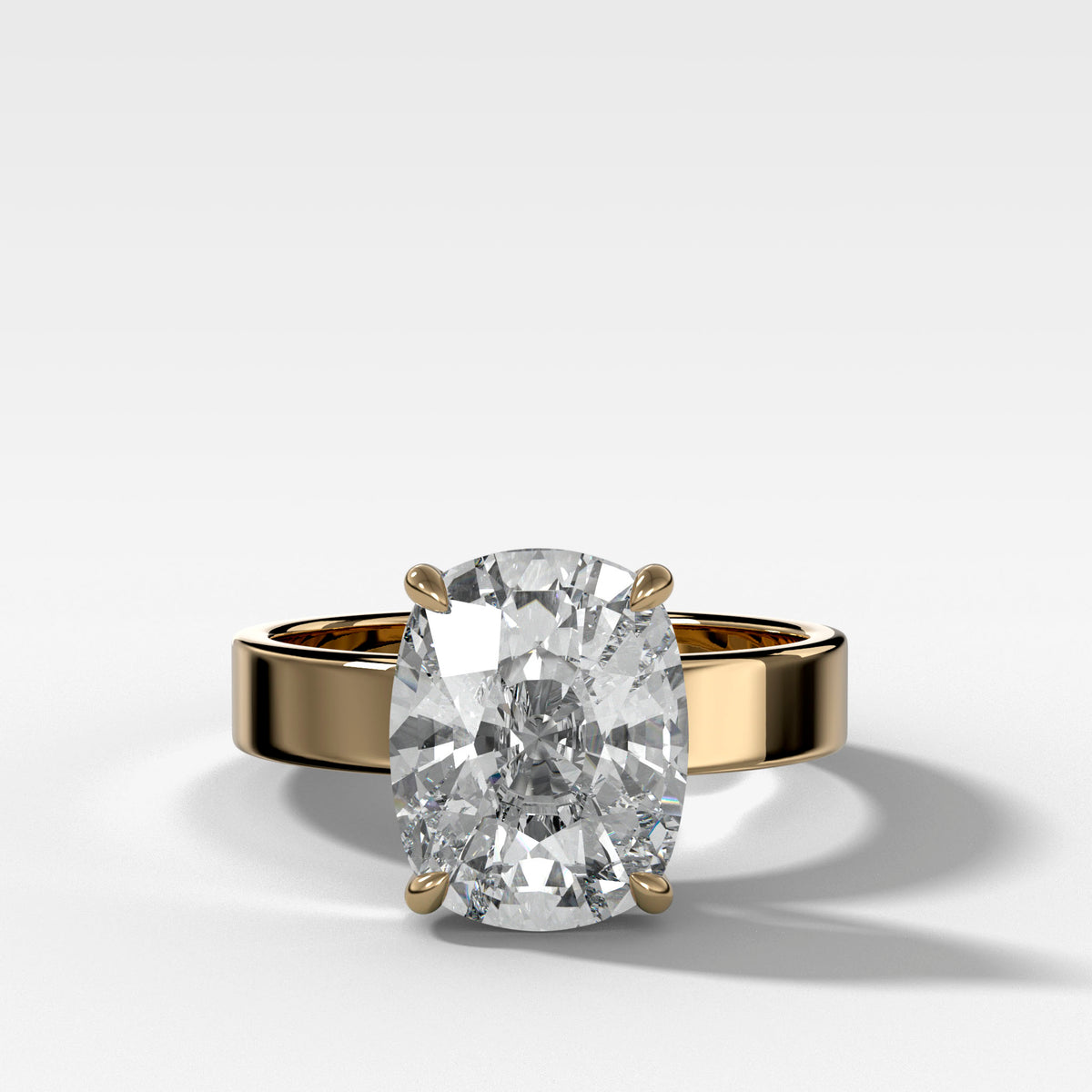 Finest Solitaire Engagement Ring With Elongated Cushion Cut Diamond