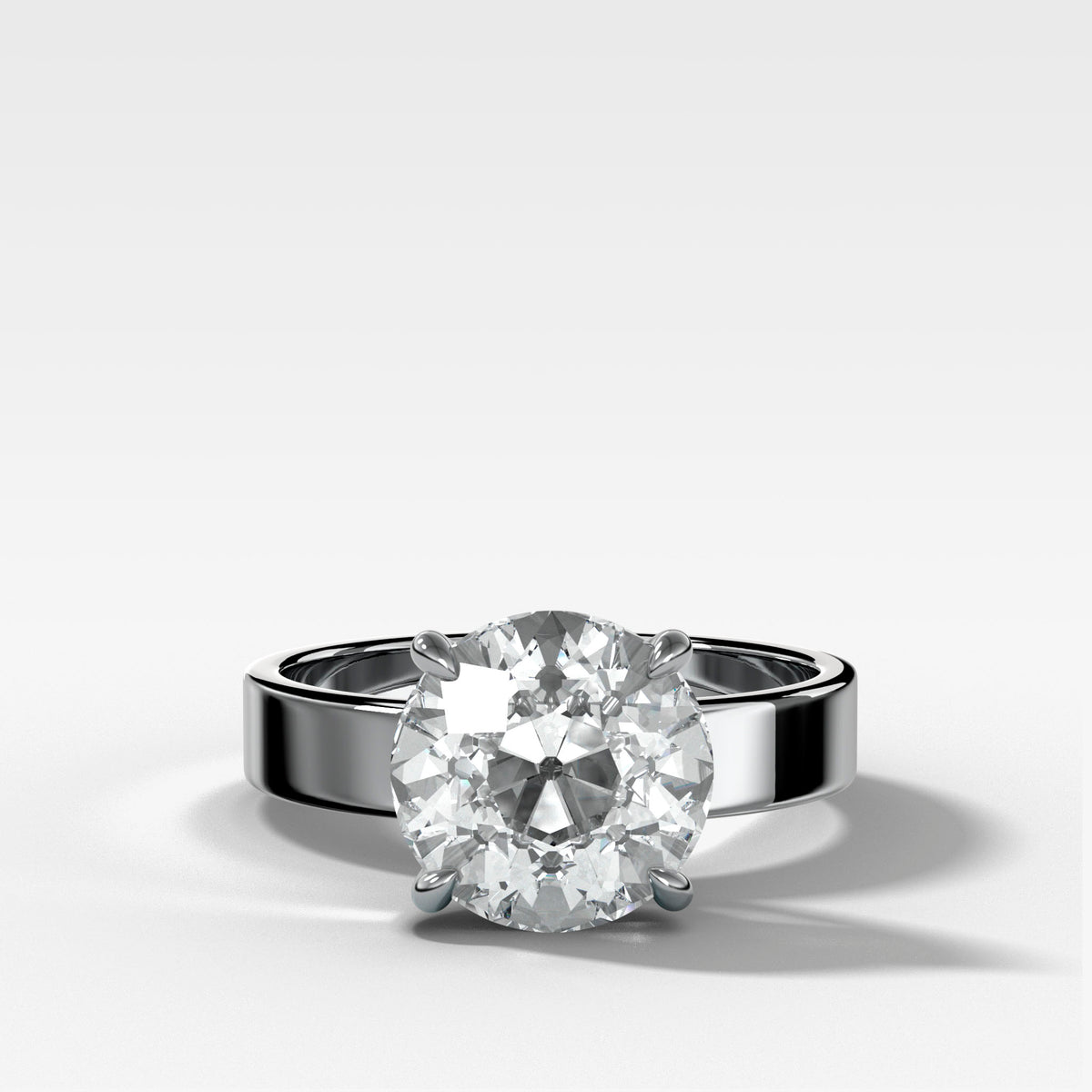 Finest Solitaire Engagement Ring With Old Euro Cut Diamond