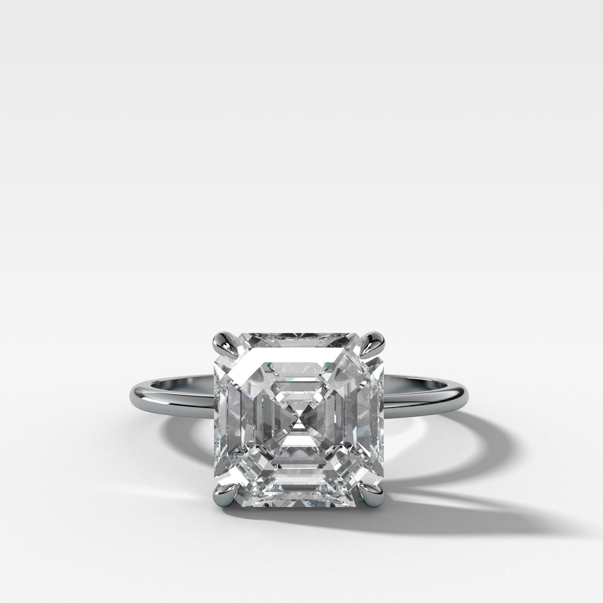Thin + Simple Solitaire Engagement Ring With Asscher Cut Diamond