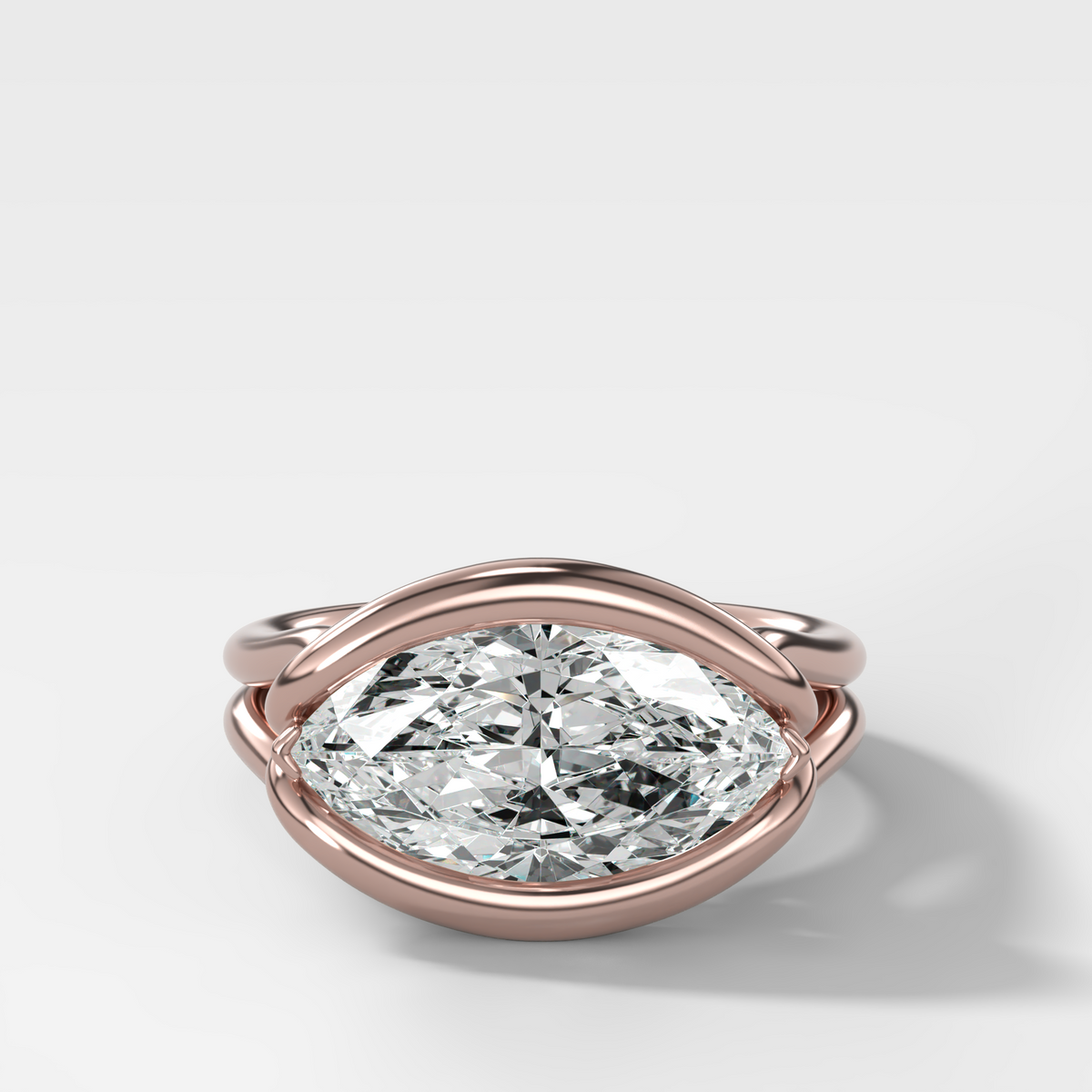 Dual Lasso Engagement Ring with East West Marquise Cut Diamond