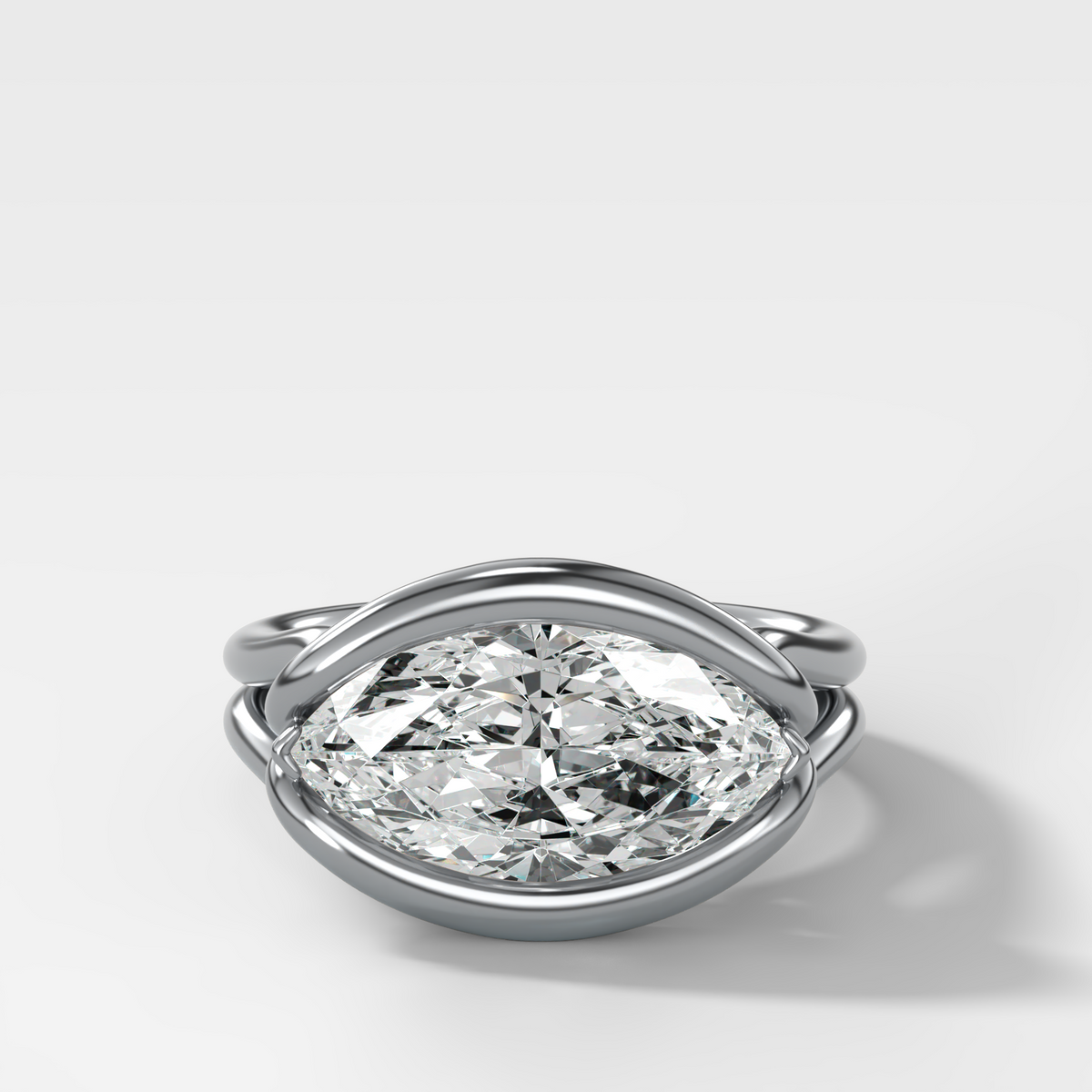Dual Lasso Engagement Ring with East West Marquise Cut Diamond