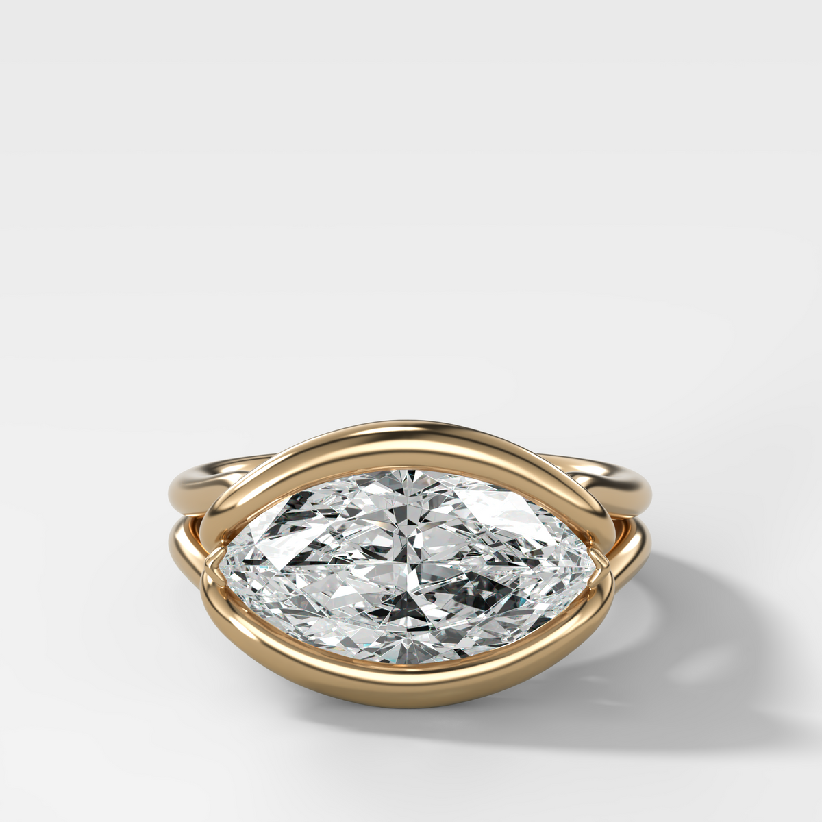Dual Lasso Engagement Ring with East West Marquise Cut Diamond