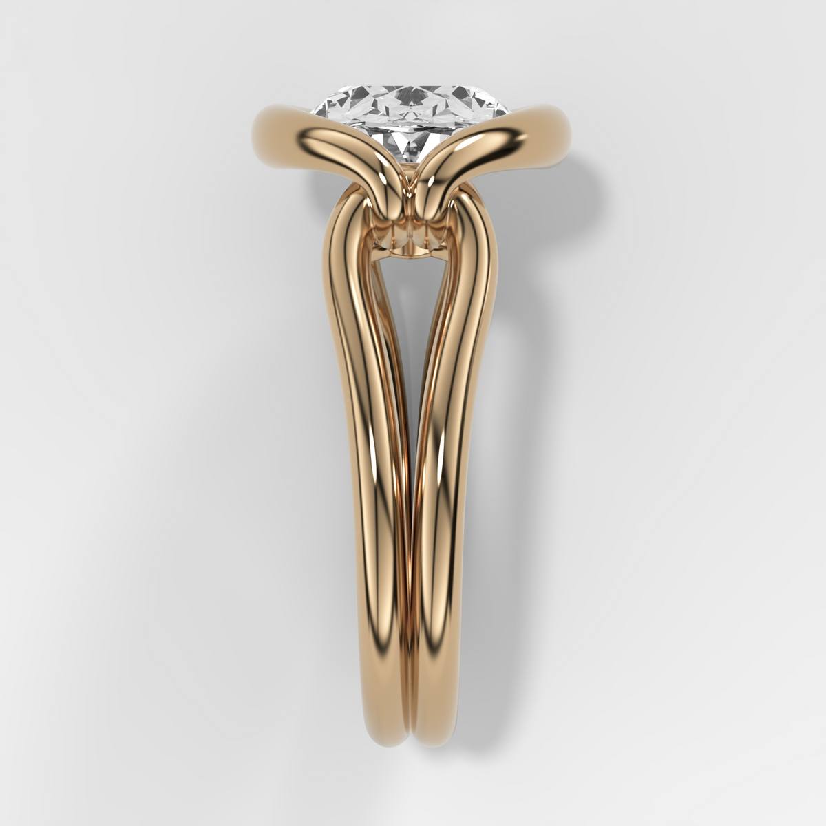 Dual Lasso Engagement Ring with East West Oval Cut Diamond