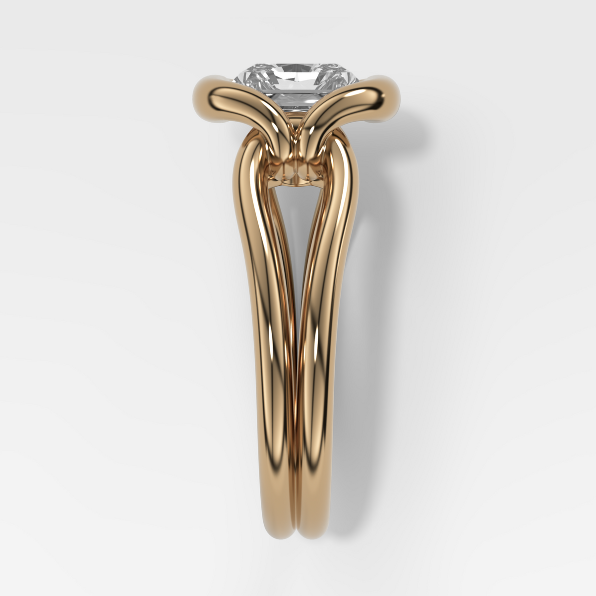 Dual Lasso Engagement Ring with East West Elongated Radiant Cut Diamond