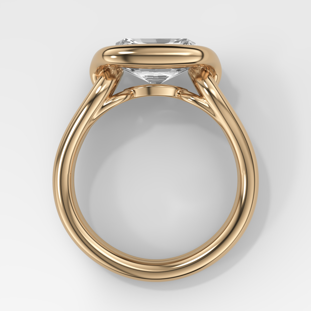 Dual Lasso Engagement Ring with East West Elongated Radiant Cut Diamond
