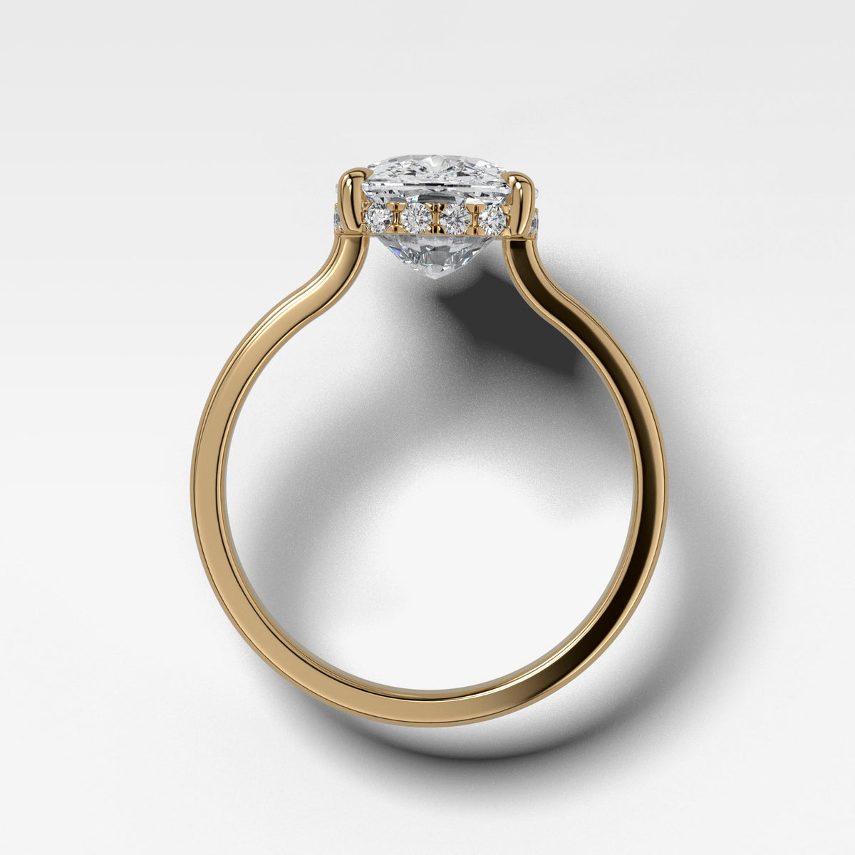 Compass Solitaire Engagement Ring with Elongated Cushion Cut Diamond
