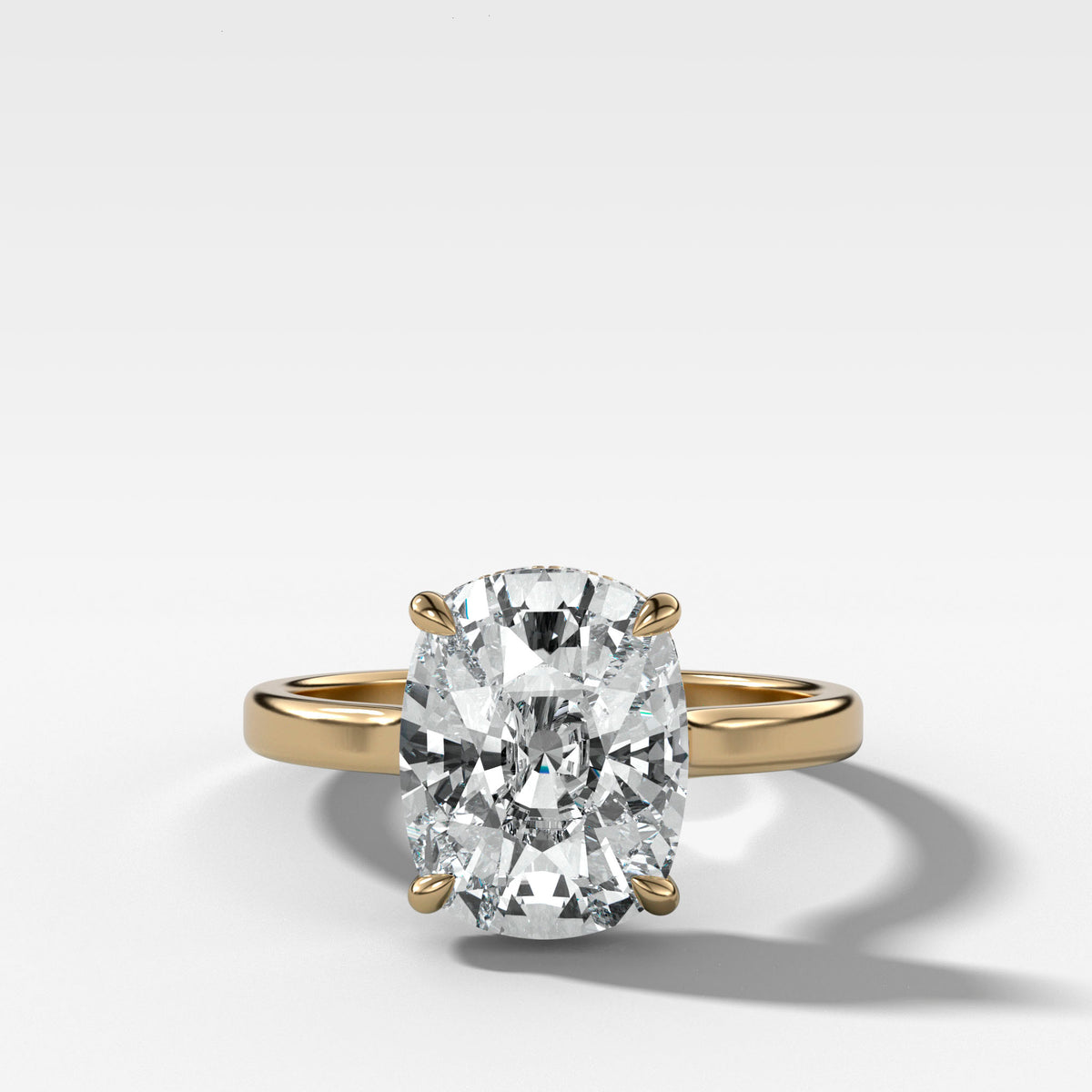 Compass Solitaire Engagement Ring with Elongated Cushion Cut Diamond