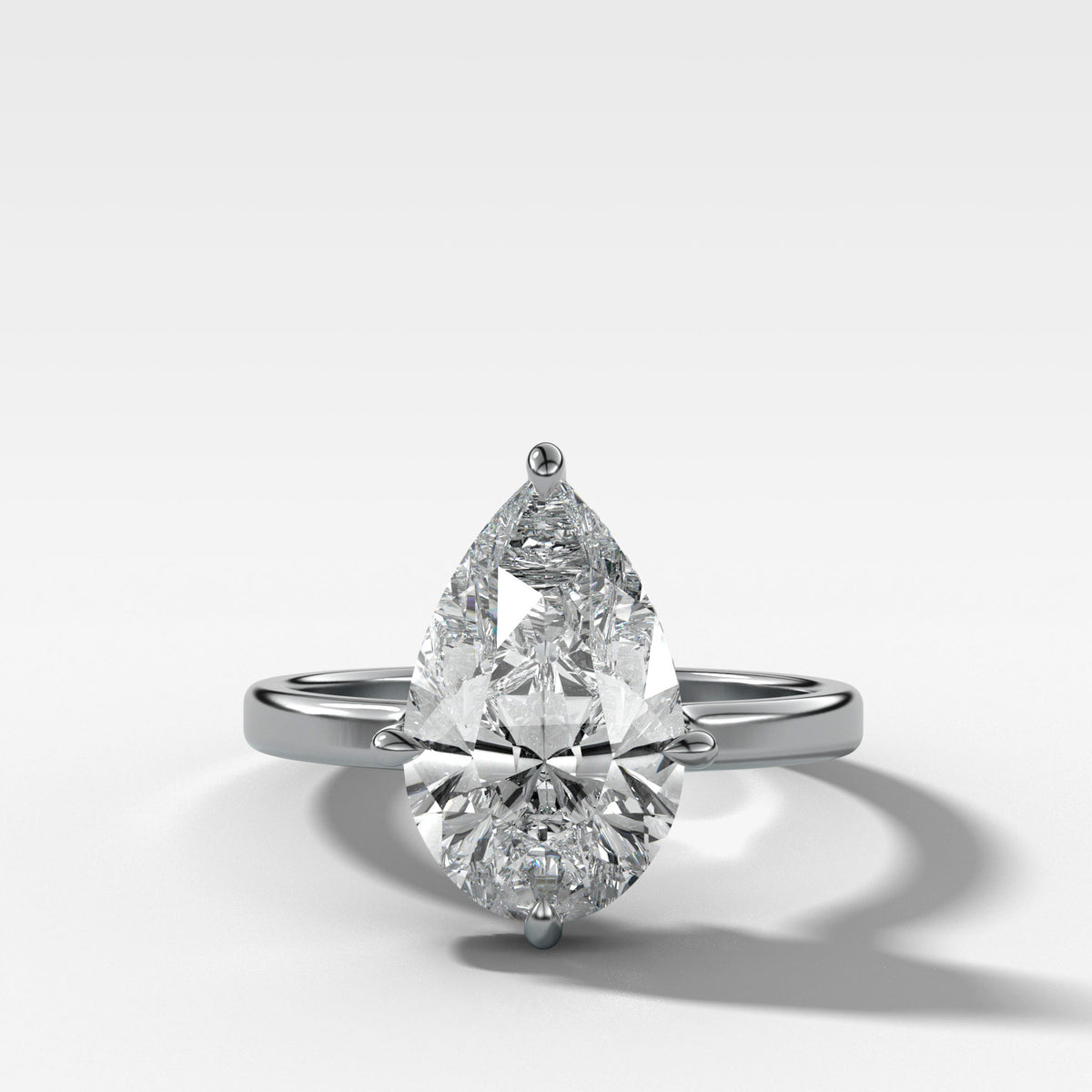 Compass Solitaire Engagement Ring with Pear Cut Diamond