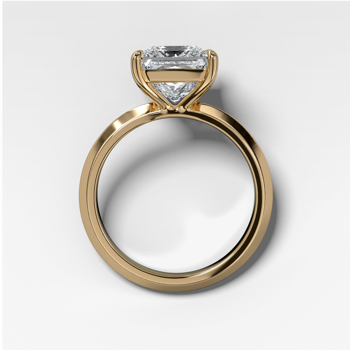 Butter Knife Solitaire Engagement Ring With Princess Cut Diamond