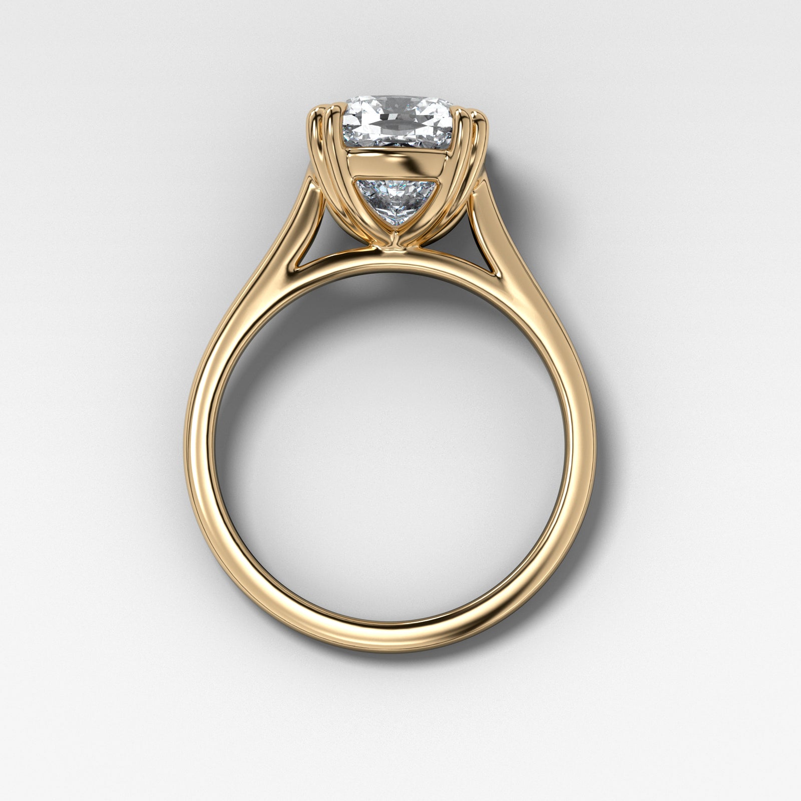 Signature Cathedral Solitaire With Cushion Cut by Good Stone in Yellow Gold