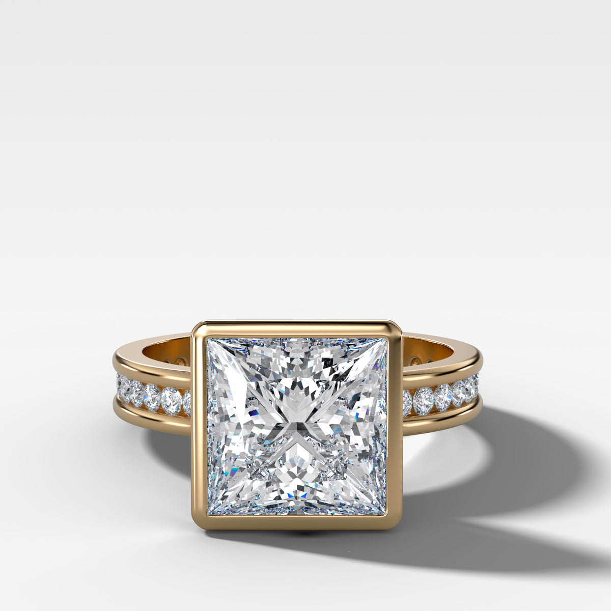 Petite Channel Bezel Set Engagement Ring with Princess Cut Diamond