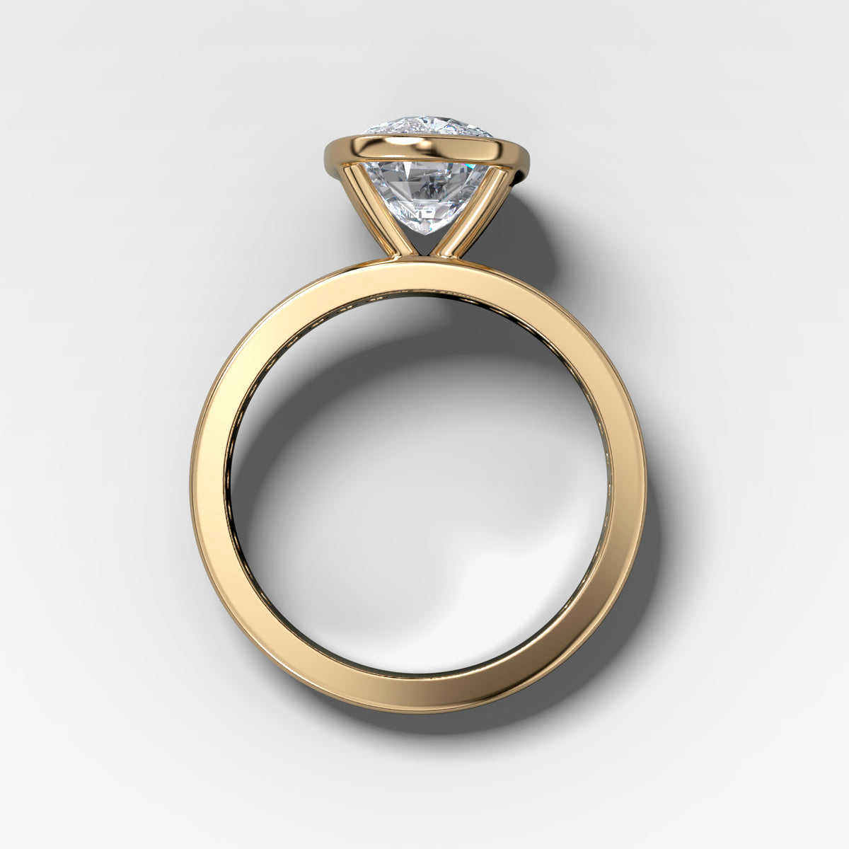Petite Channel Bezel Set Engagement Ring with Elongated Cushion Cut Diamond
