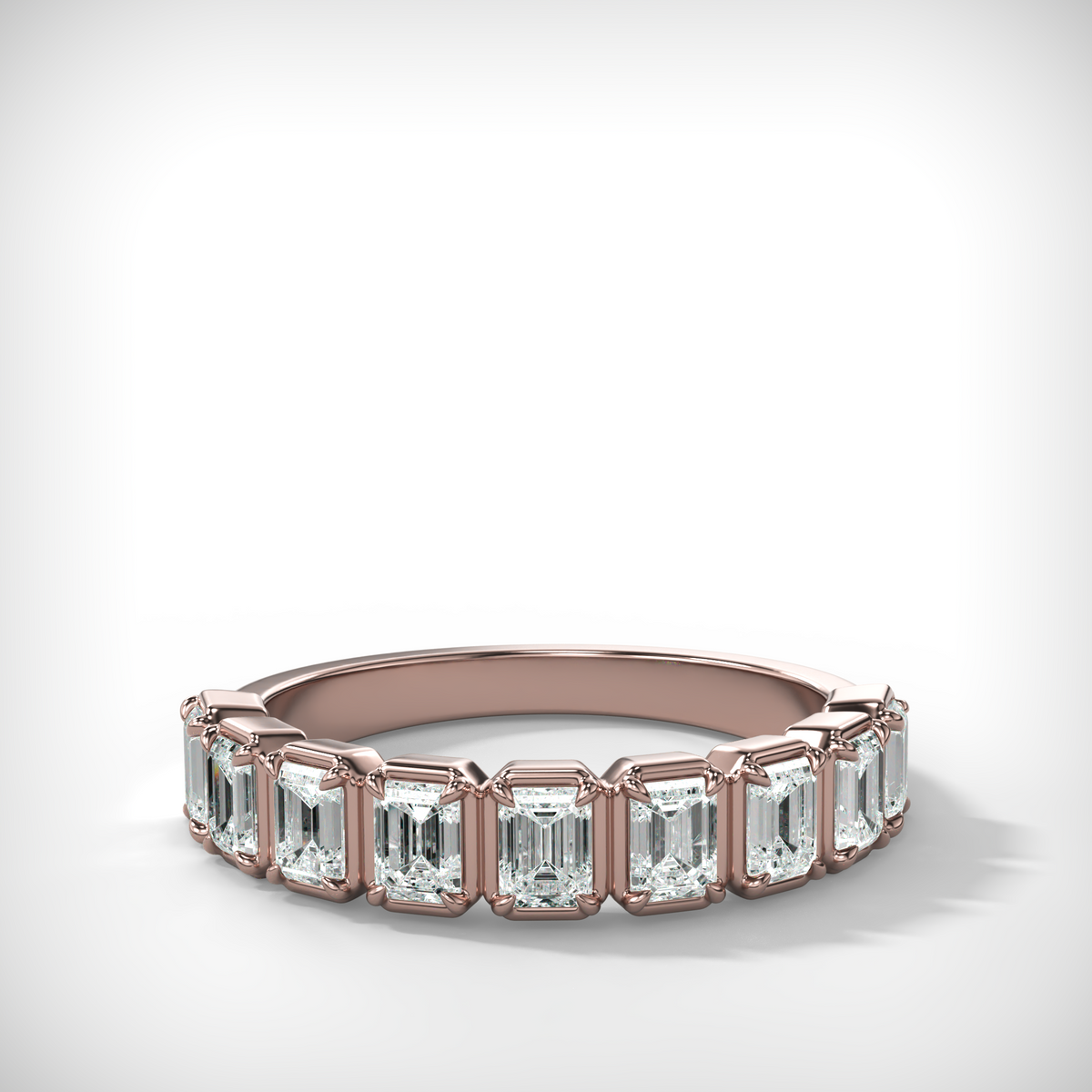 Club Set Wedding Band With Emerald Cuts