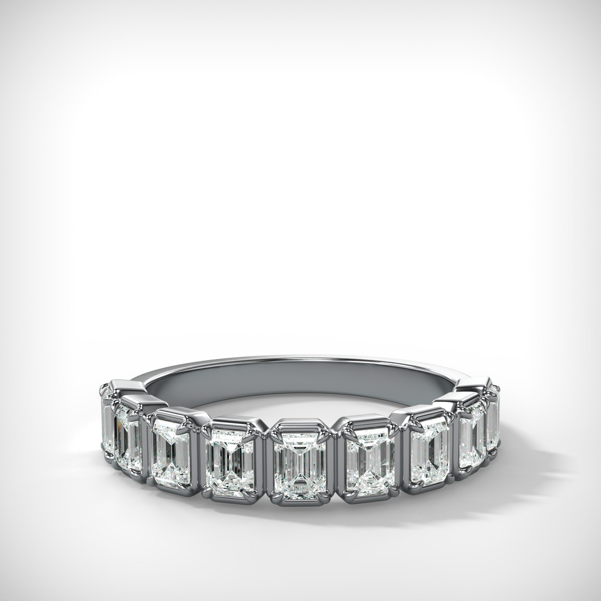 Club Set Wedding Band With Emerald Cuts