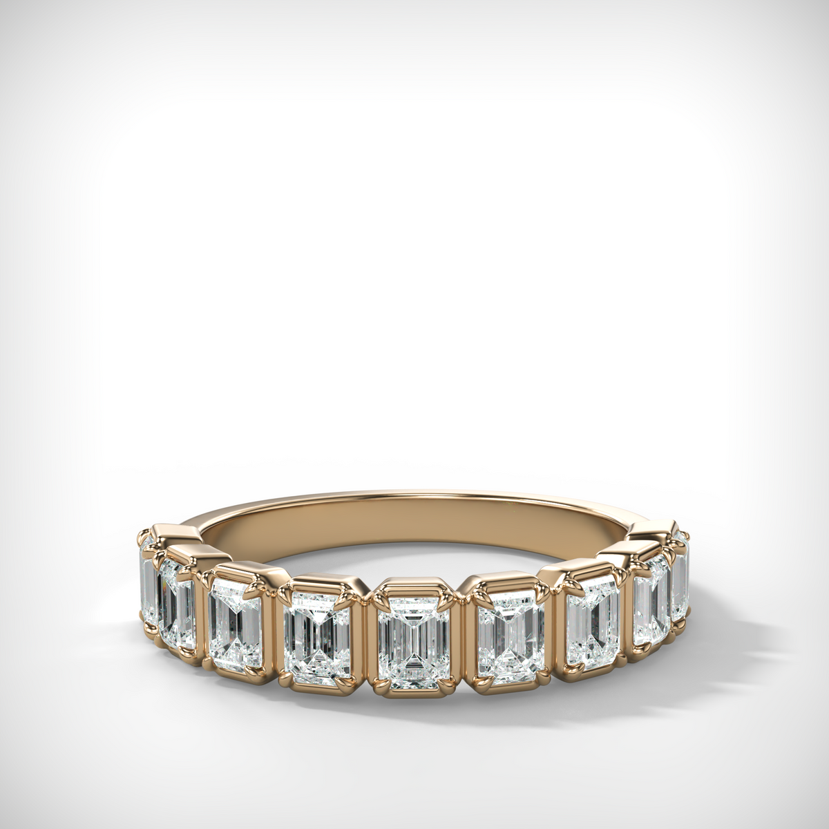 Club Set Wedding Band With Emerald Cuts