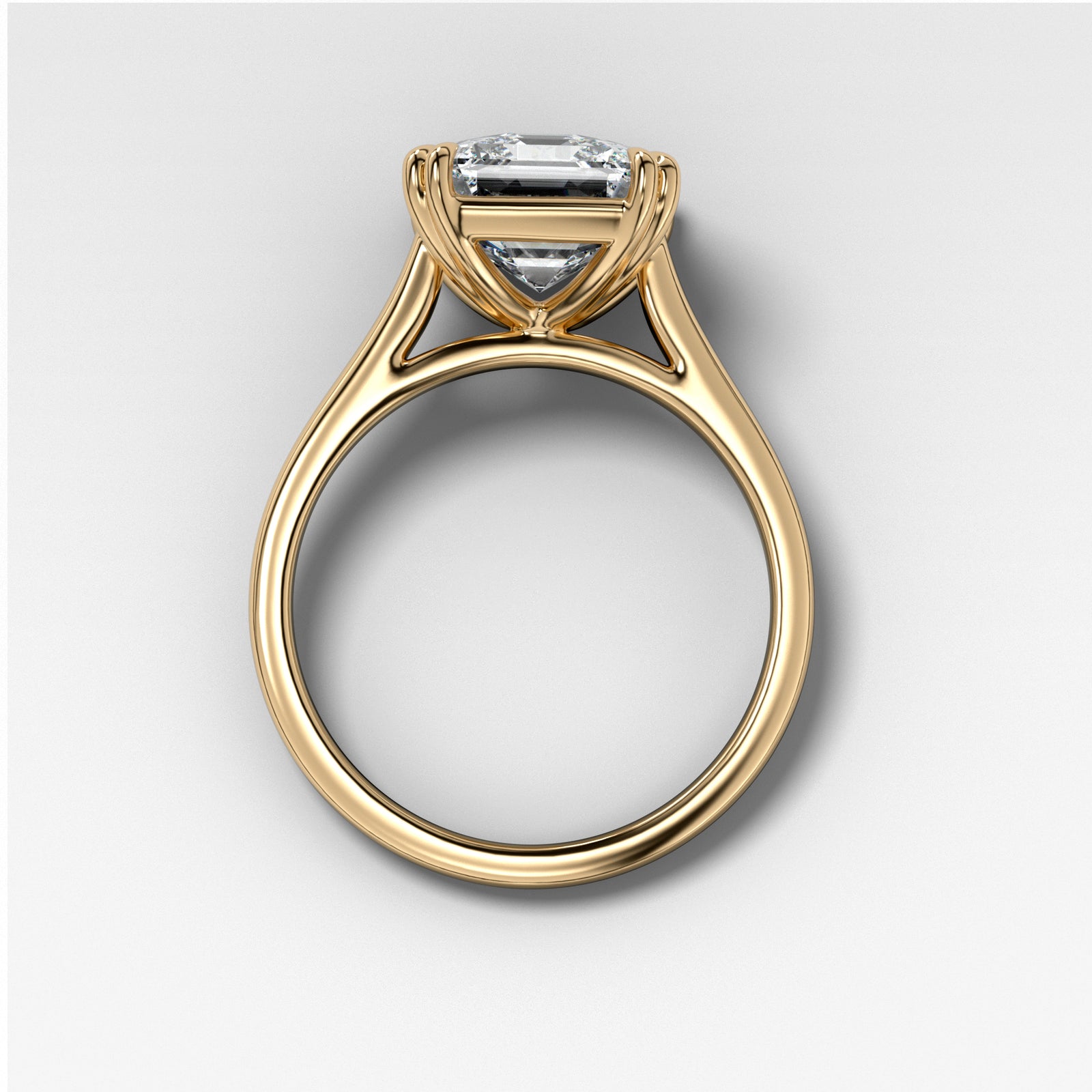 Signature Cathedral Solitaire With Asscher Cut by Good Stone in Yellow Gold