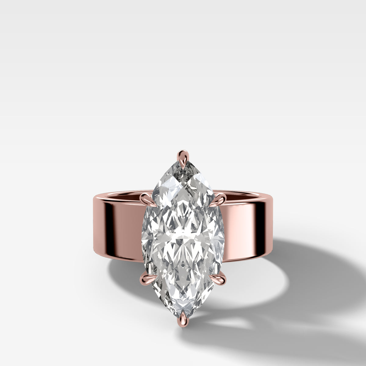 Finest Cigar Band Engagement Ring with Marquise Cut Diamond