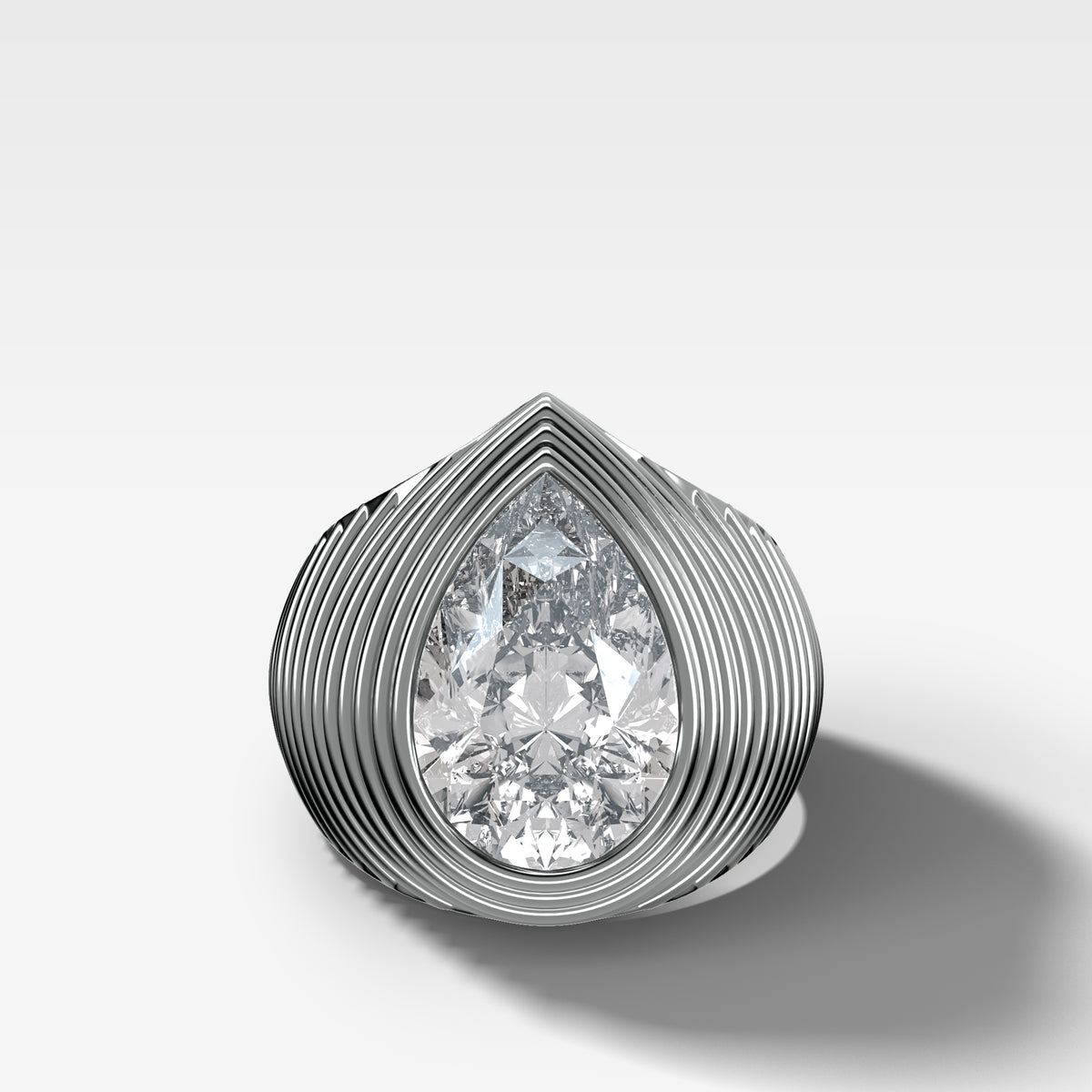 Ripple Solitaire Engagement Ring with Pear Cut Diamond