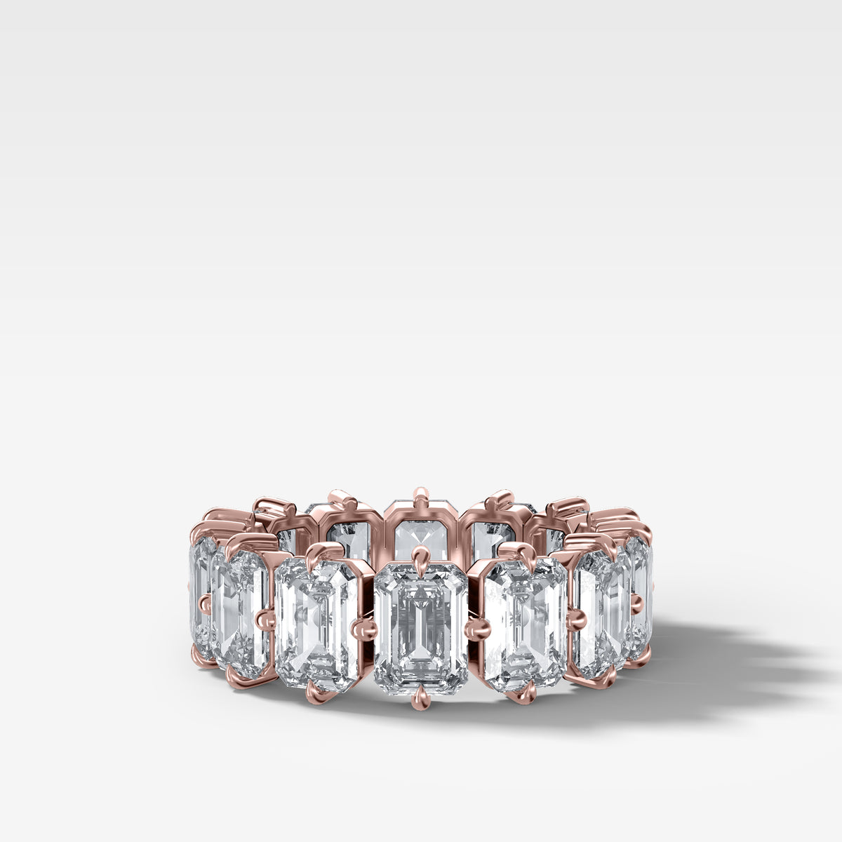 Compass-Set Eternity Band with Emerald Cut Diamonds