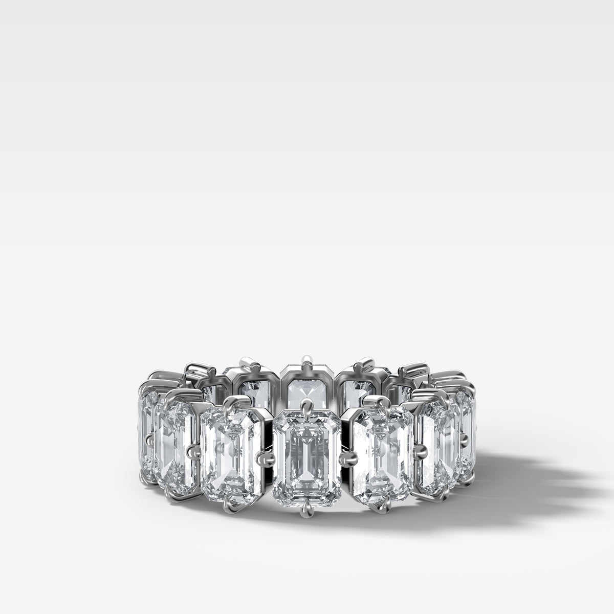 Compass-Set Eternity Band with Emerald Cut Diamonds