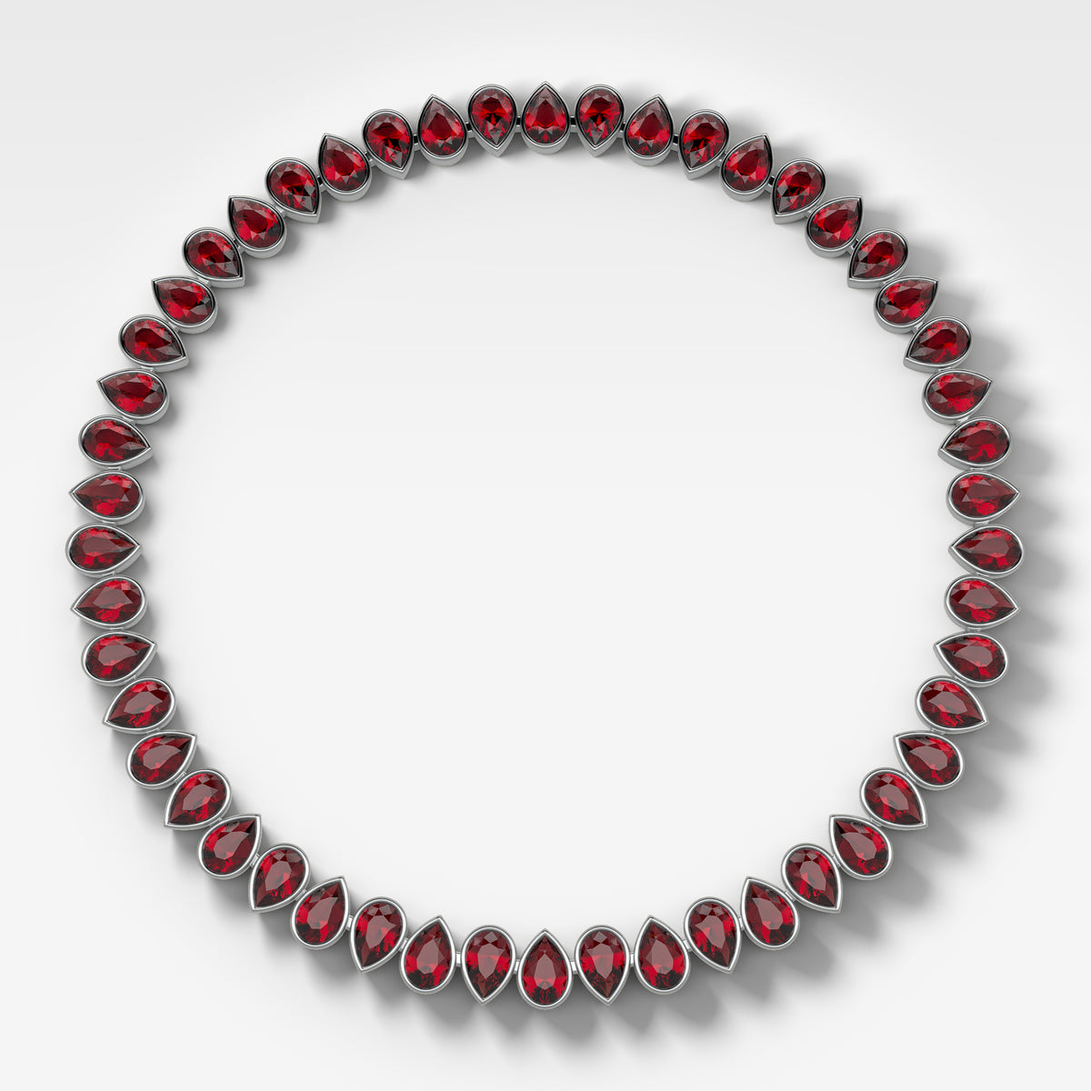 Bezel Set Pear Ruby Diamond Choker Necklace