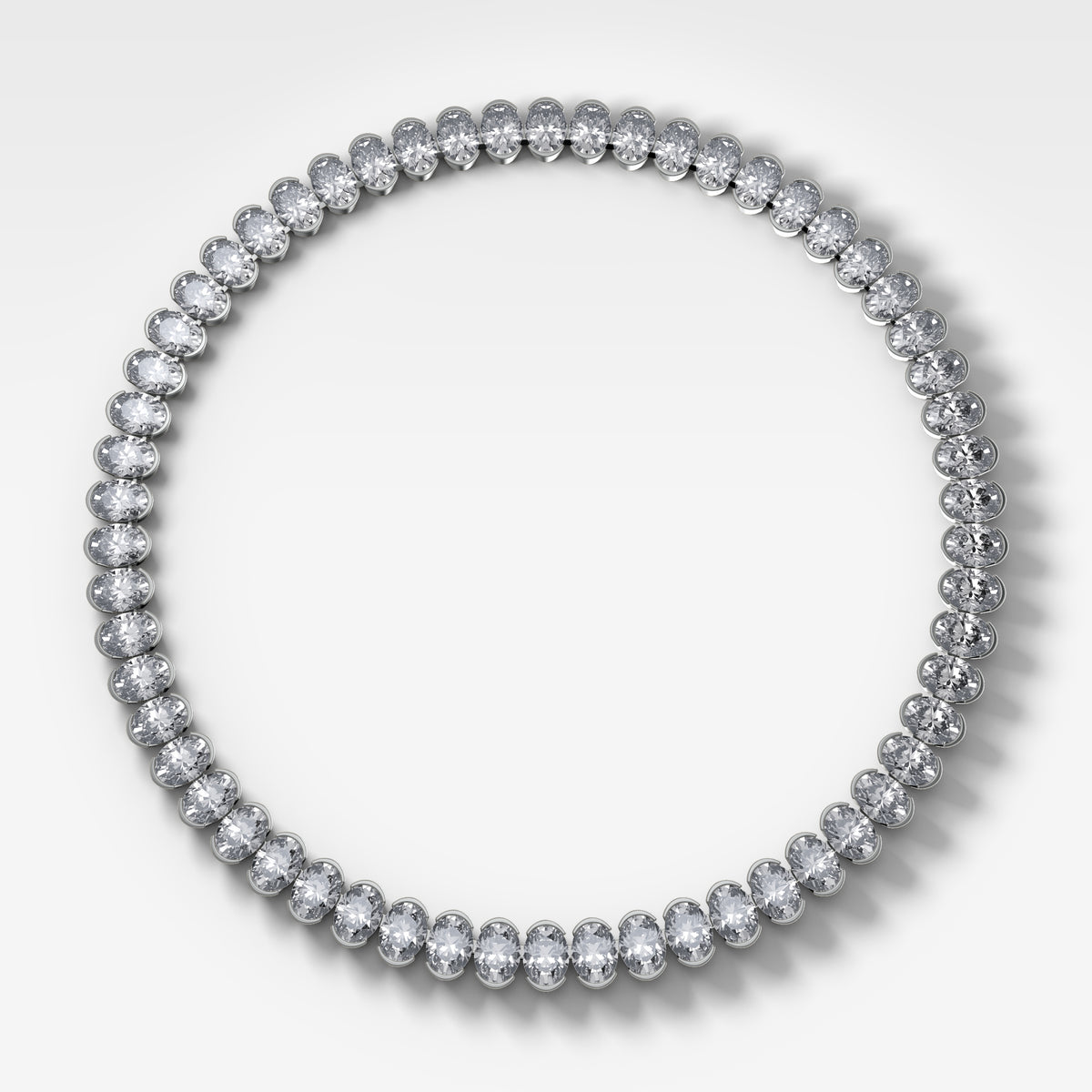 Half Bezel North South Oval Diamond Choker Necklace