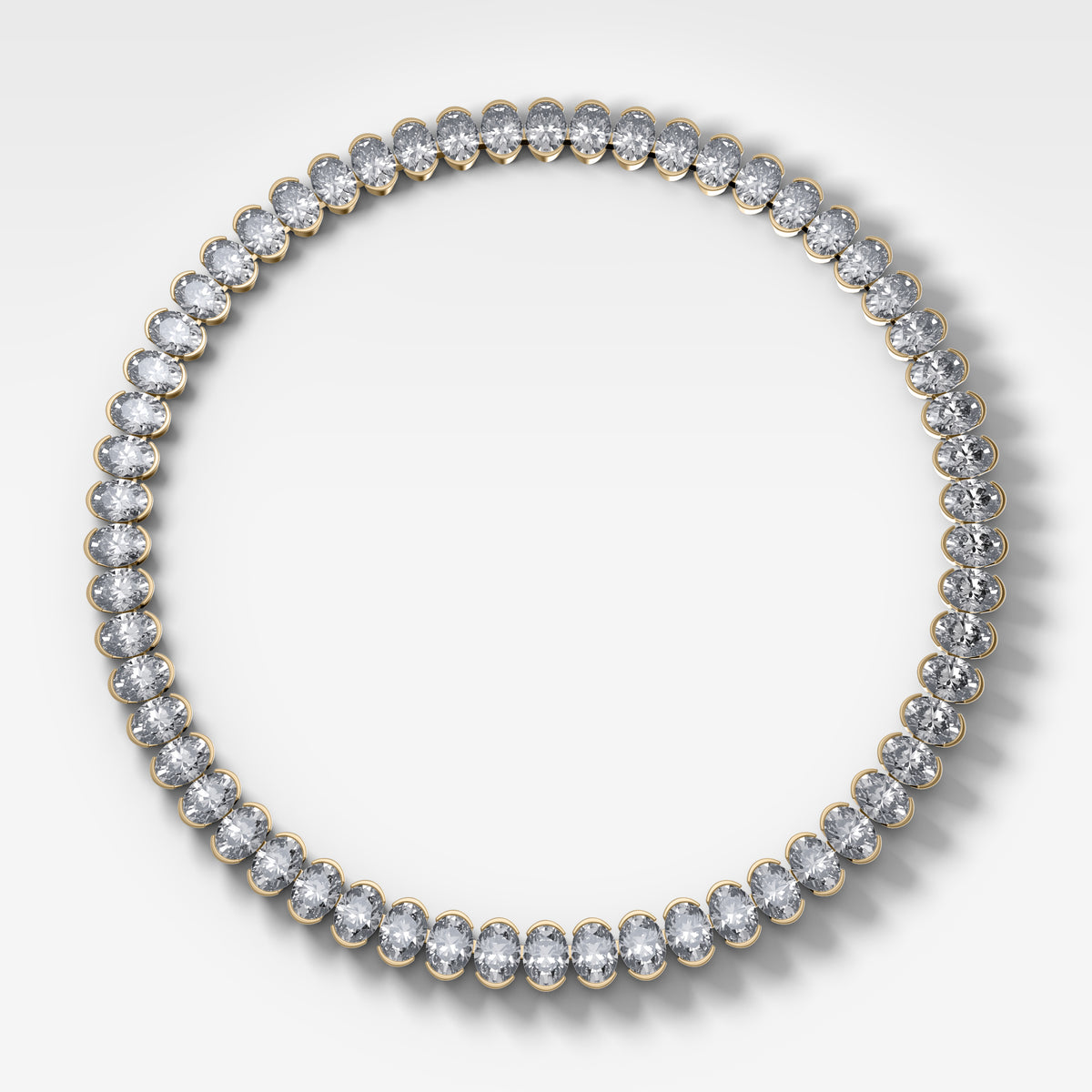 Half Bezel North South Oval Diamond Choker Necklace