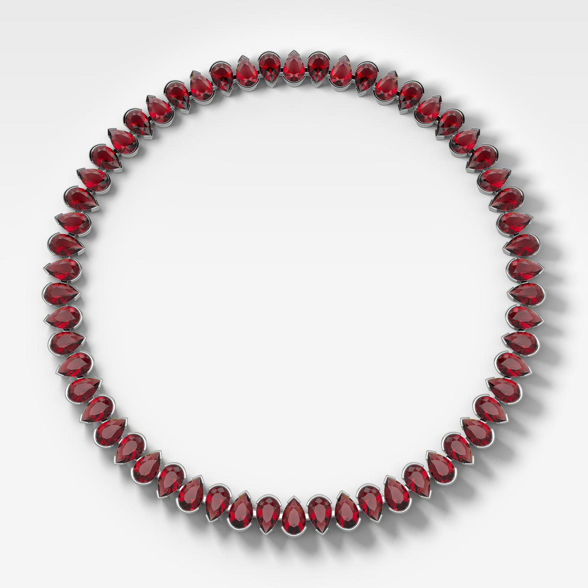 Red Ruby Half Bezel Pear Cut Diamond Choker Necklace