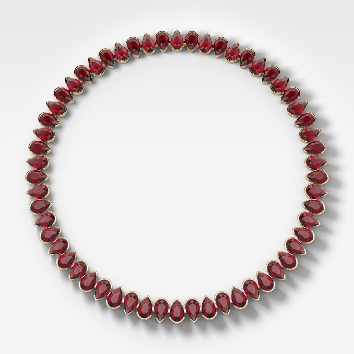 Red Ruby Half Bezel Pear Cut Diamond Choker Necklace