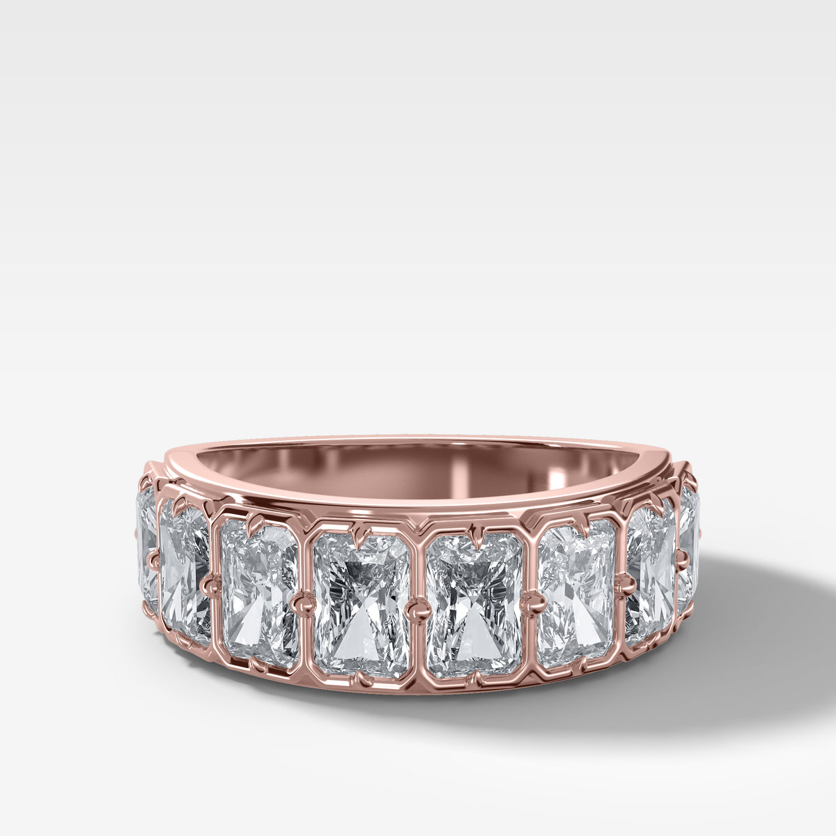 Compass-Set Wedding Band with Radiant Cut Diamonds