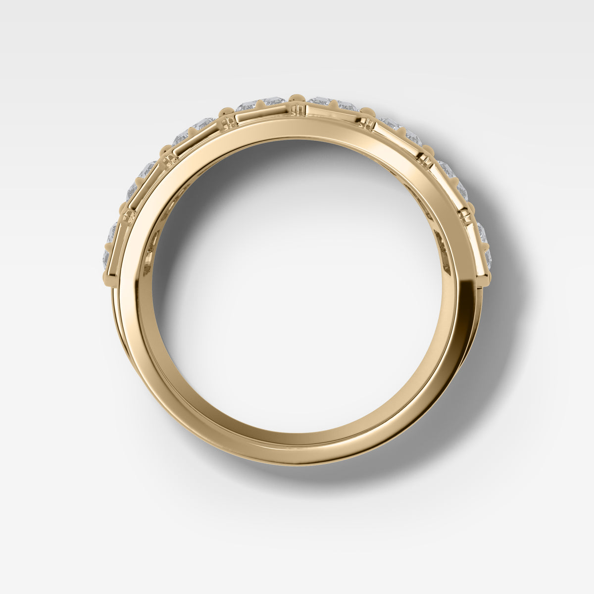 Compass-Set Wedding Band with Radiant Cut Diamonds