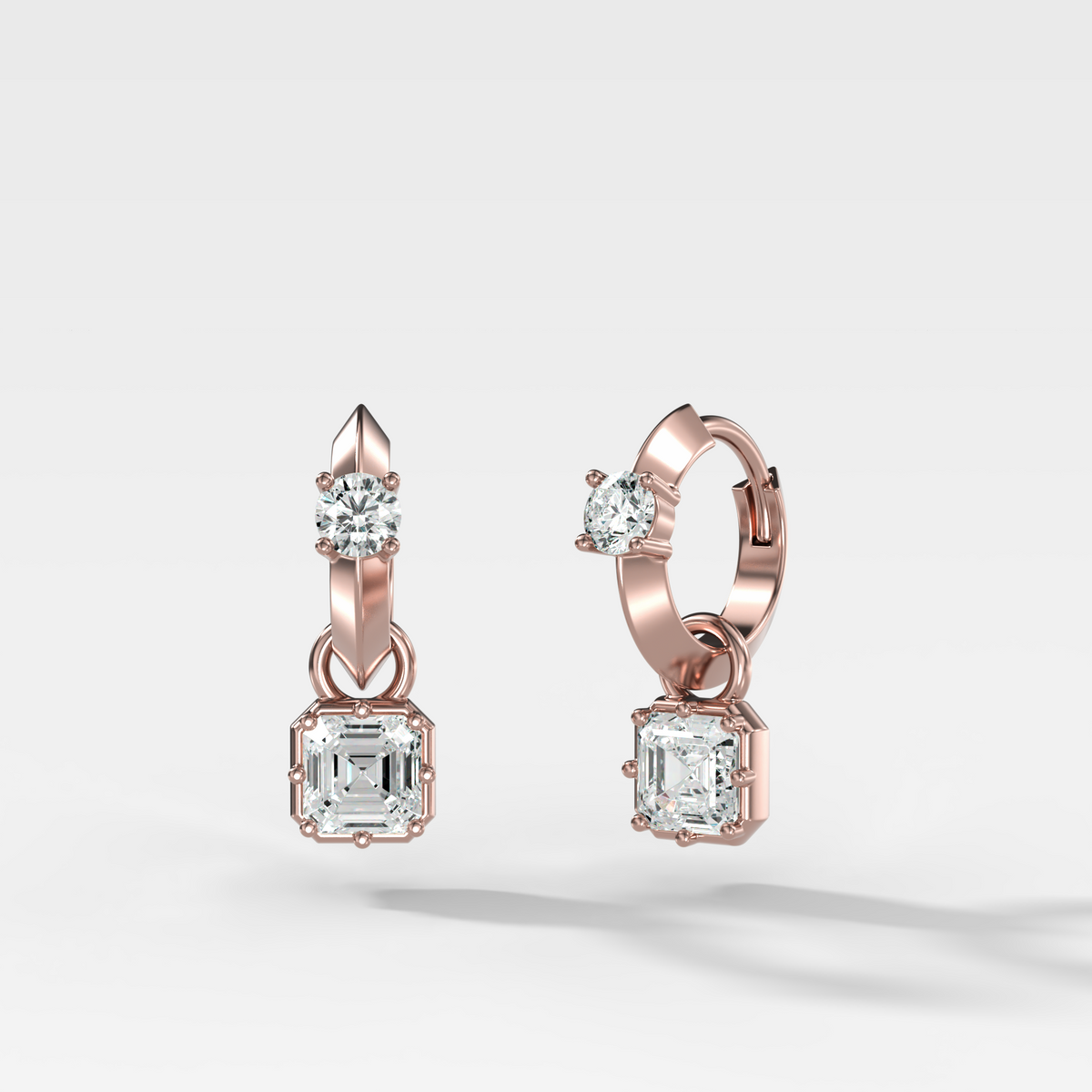 Knife Edge Huggies with Asscher Cut Diamonds