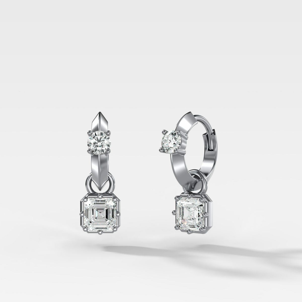 Knife Edge Huggies with Asscher Cut Diamonds