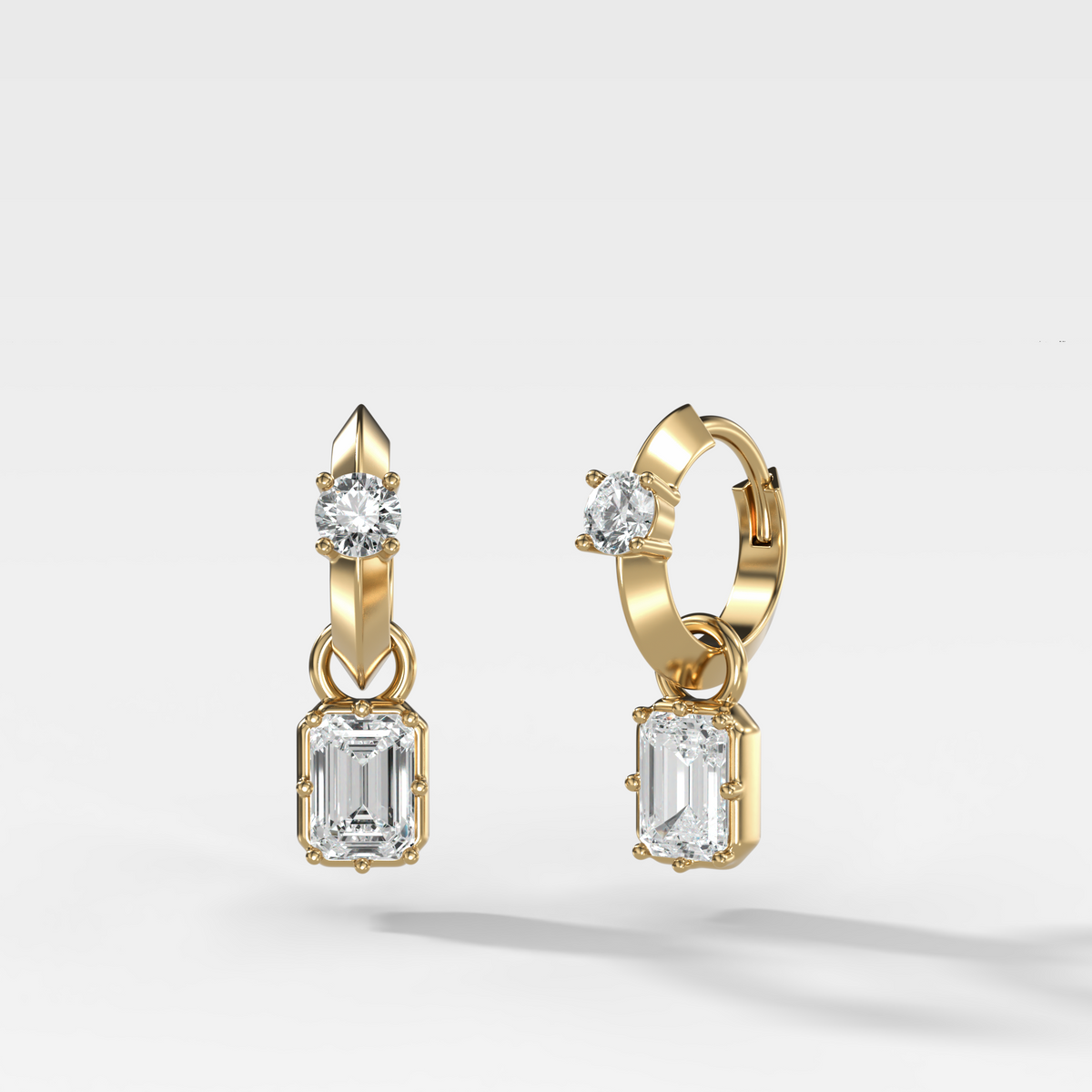 Knife Edge Huggies with Emerald Cut Diamonds
