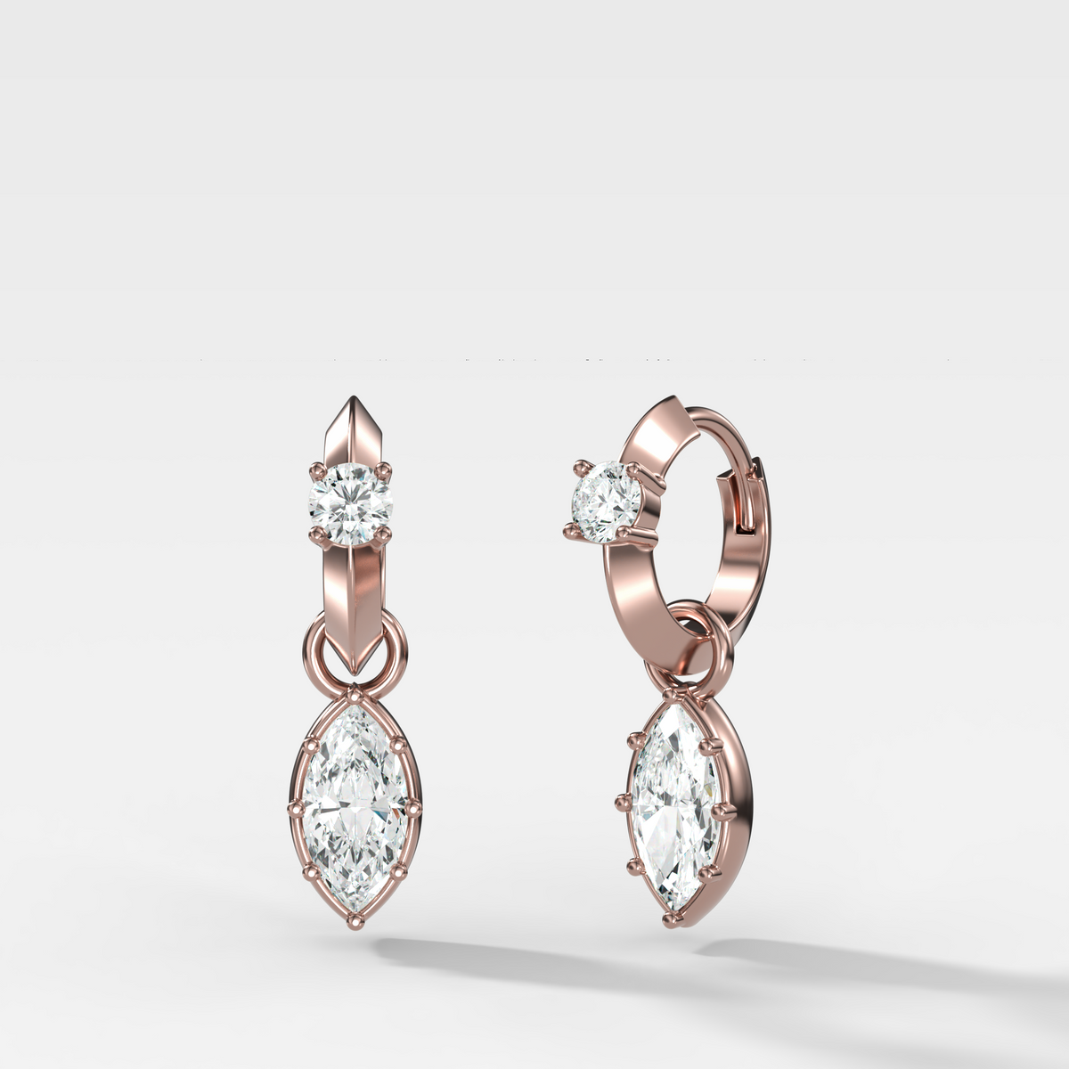 Knife Edge Huggies with Marquise Cut Diamond