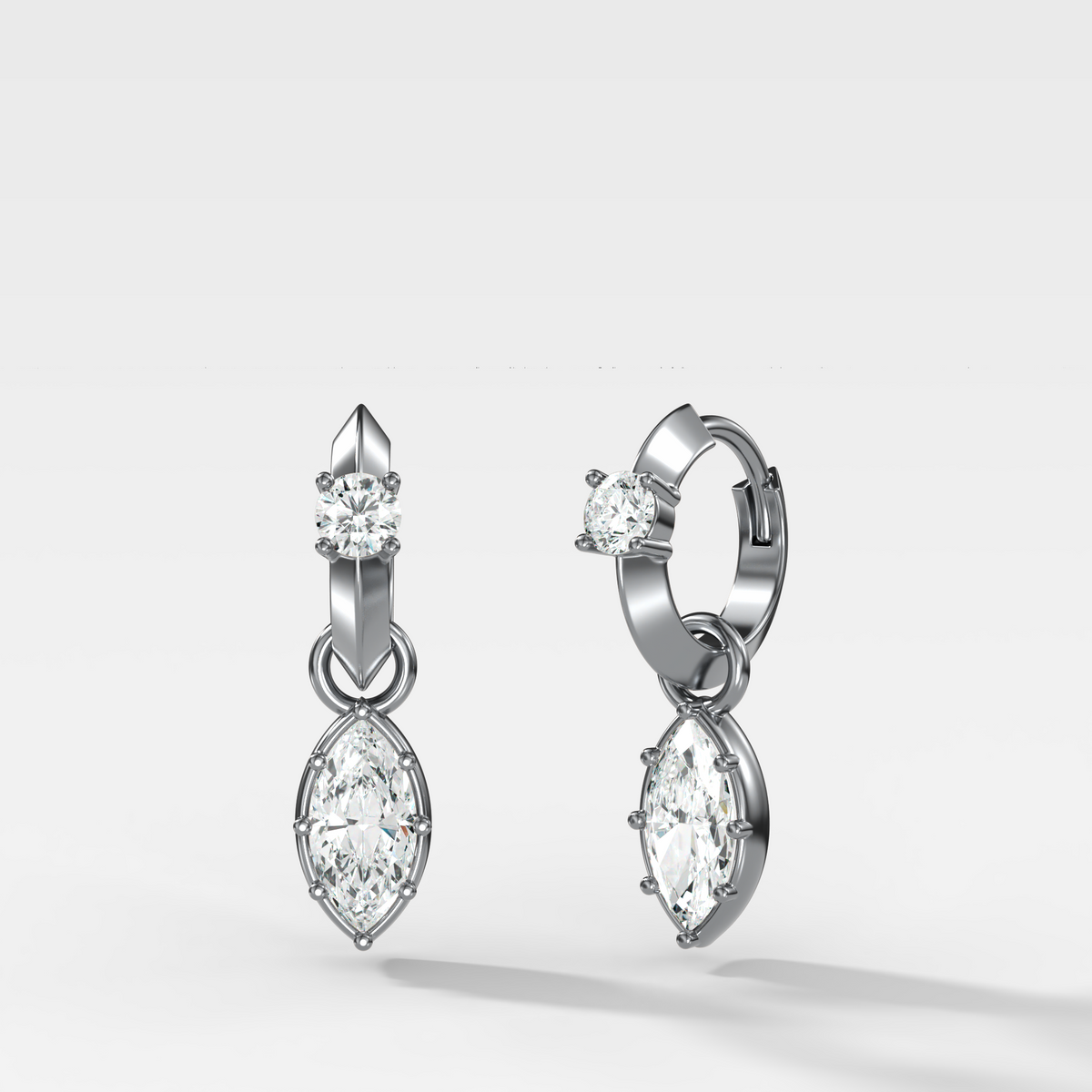 Knife Edge Huggies with Marquise Cut Diamond