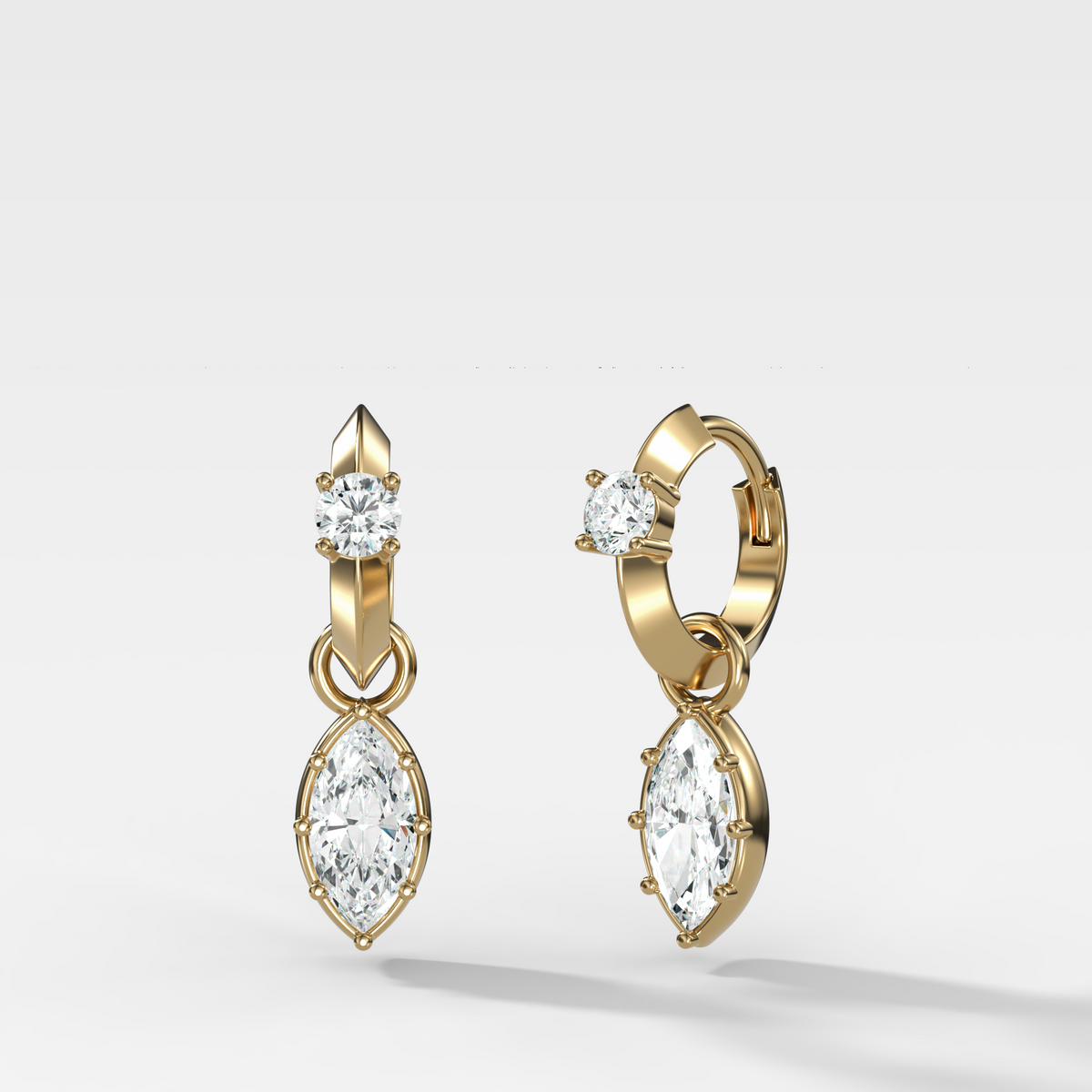 Knife Edge Huggies with Marquise Cut Diamond