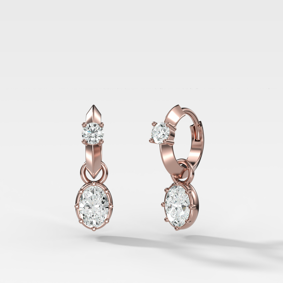 Knife Edge Huggies with Oval Cut Diamond