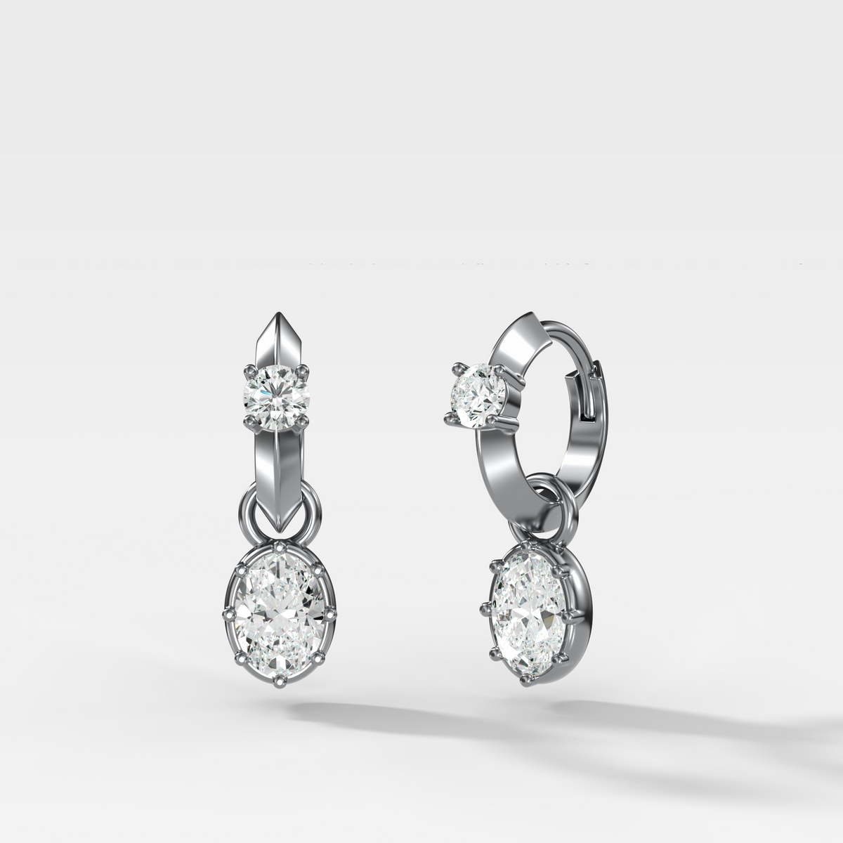 Knife Edge Huggies with Oval Cut Diamond