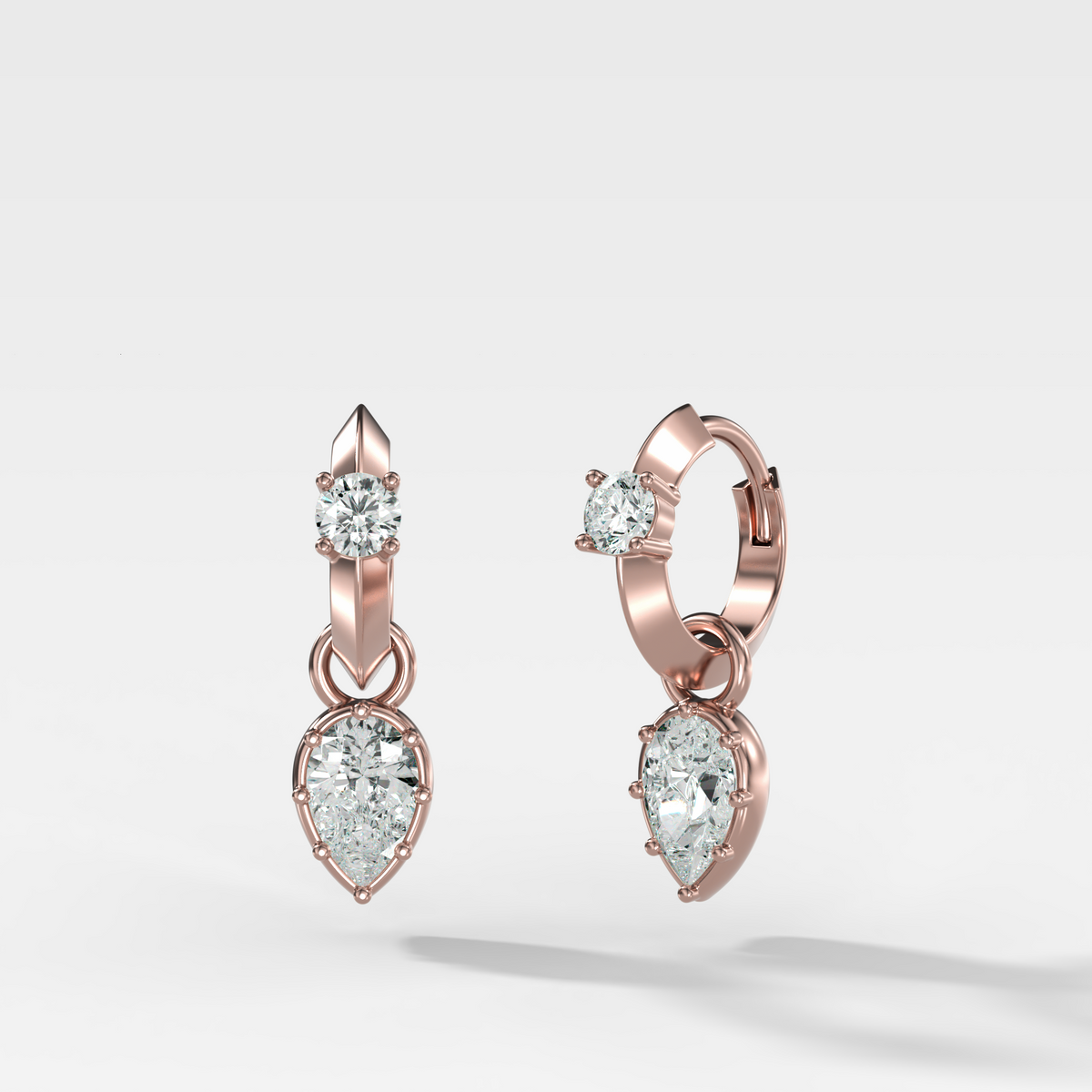 Knife Edge Huggies with Pear Cut Diamonds