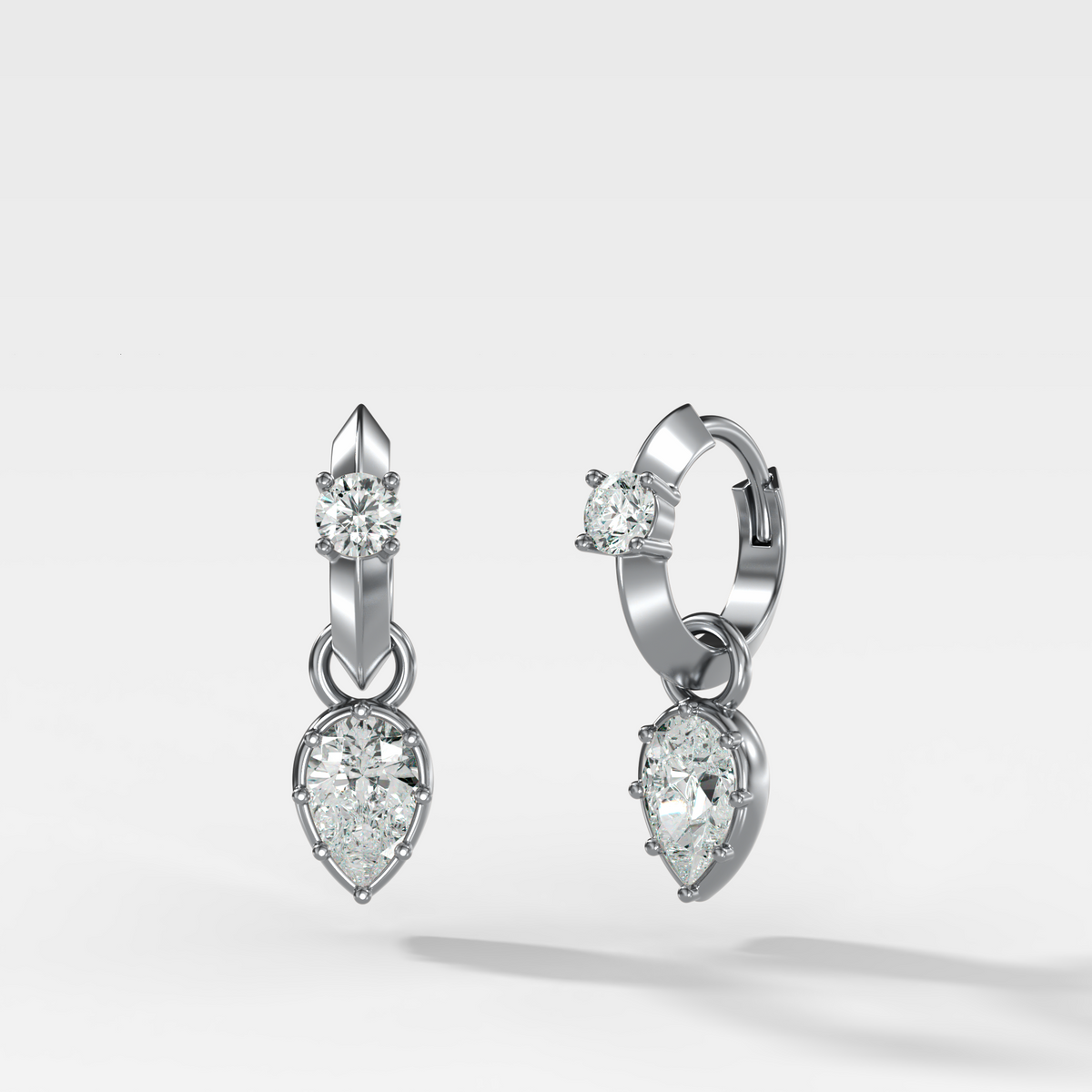 Knife Edge Huggies with Pear Cut Diamonds