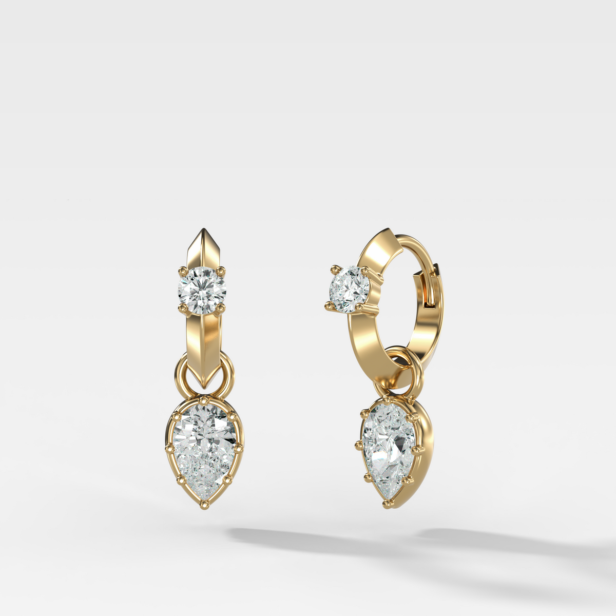 Knife Edge Huggies with Pear Cut Diamonds