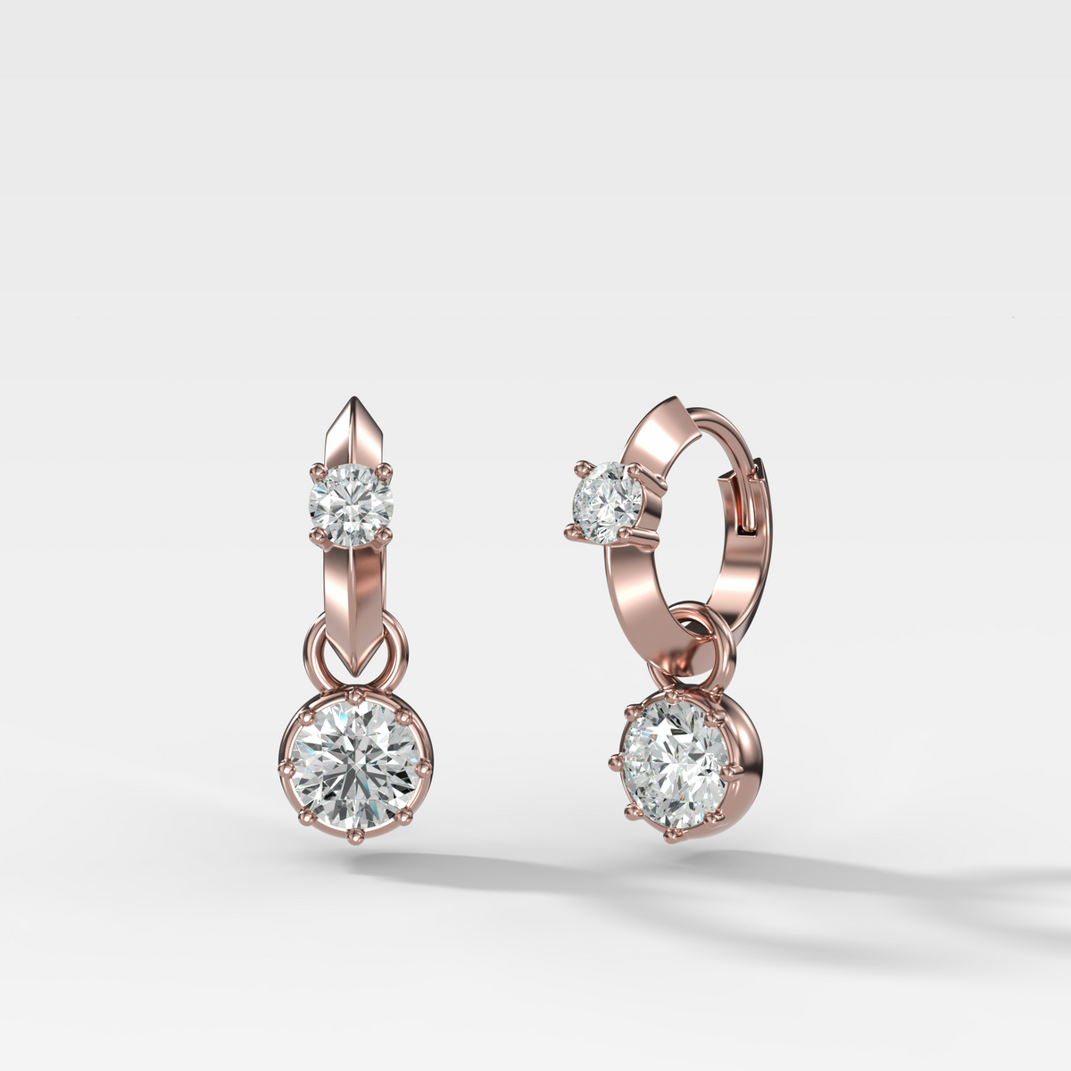 Knife Edge Huggies with Round Cut Diamond